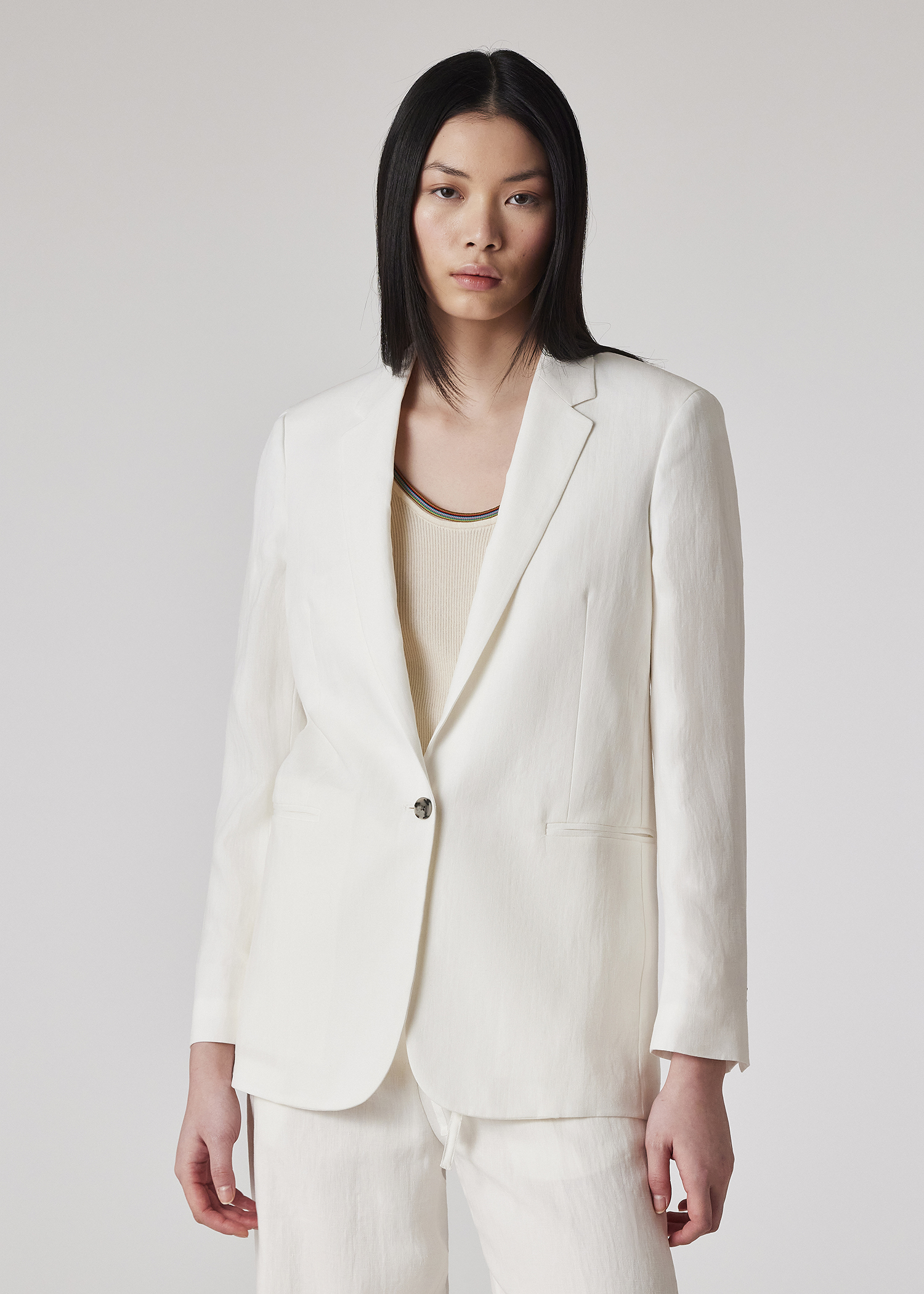 アウターその他 PAUL SMITH Woman Blazer Cream W1R389JBP00108 11 Women's White Tie Shirt Paul Smith