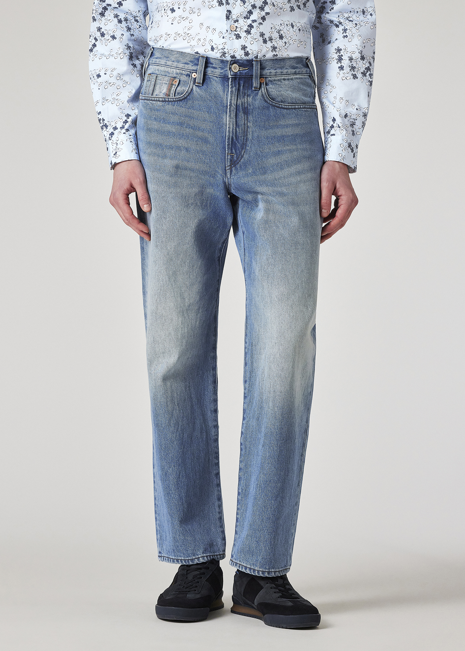 ✨ポールスミス✨羊毛モヘヤ混✨マルチカラージャケット✨ノーカラー✨40✨M Relaxed-Fit Light-Wash Jeans With Embroidered Coin Pocket