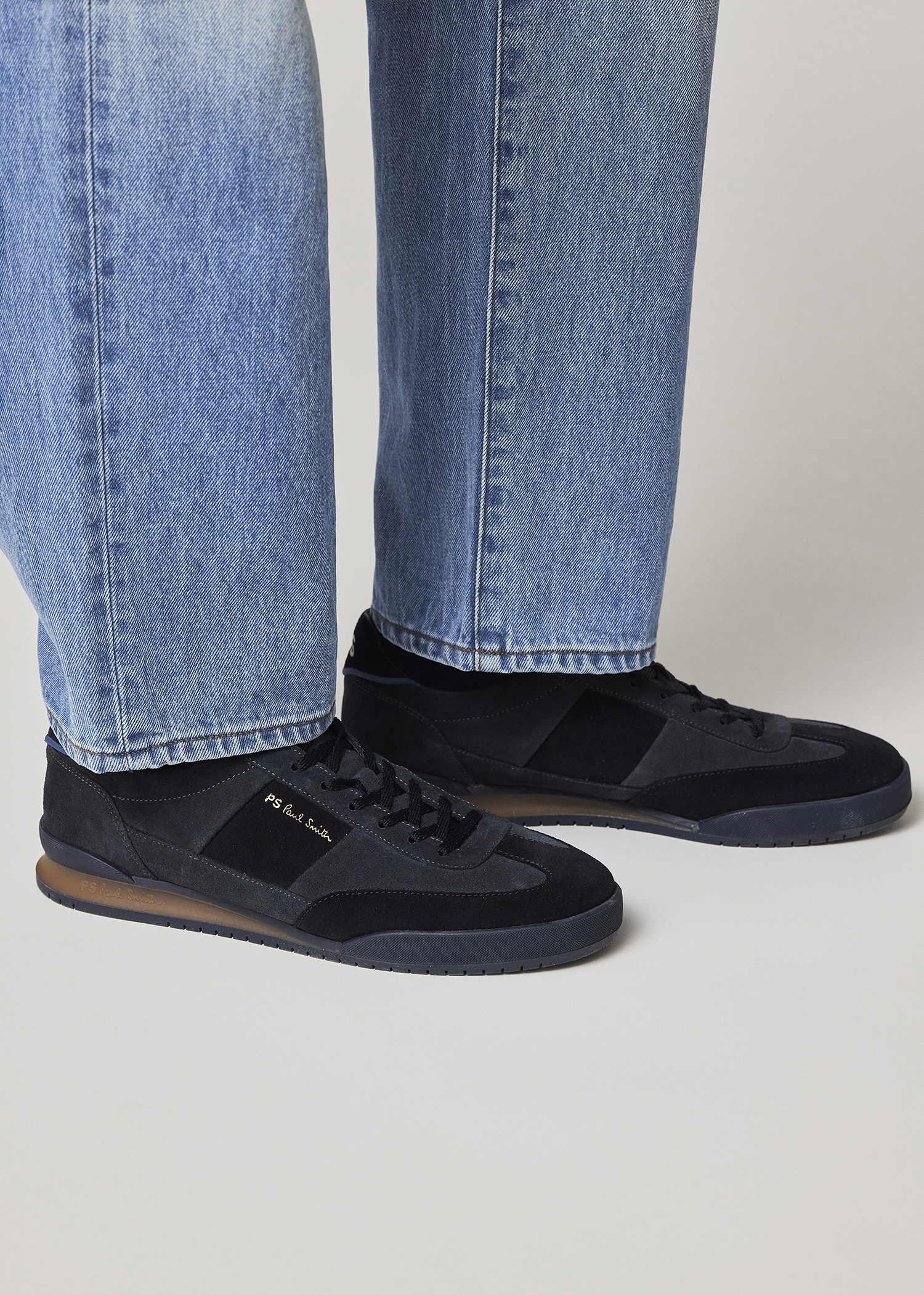 Men's Black Leather 'Dover' 'Sports Stripe' Trainers