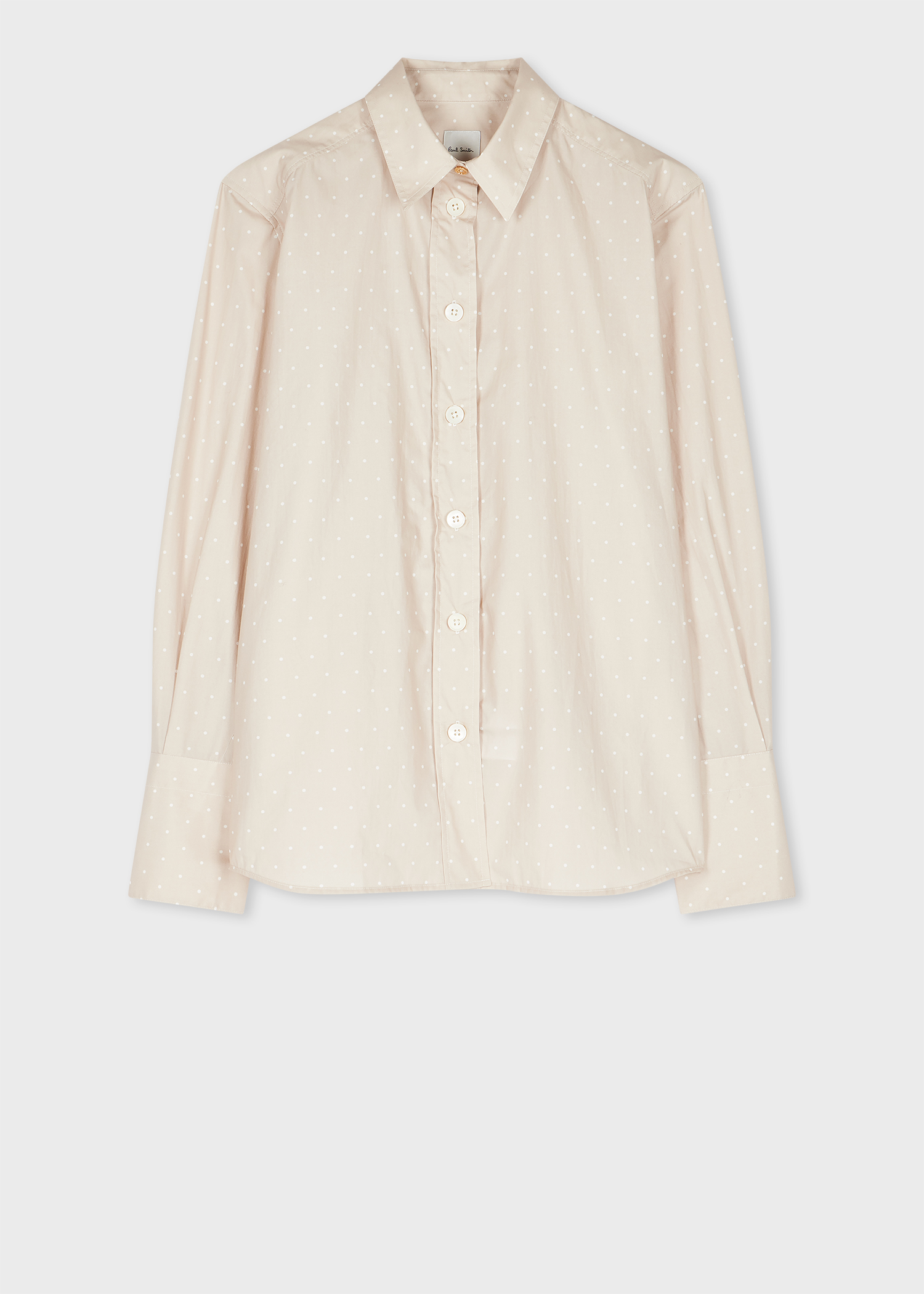 Women's Sand Polka Dot Cotton Poplin Relaxed-Fit Shirt