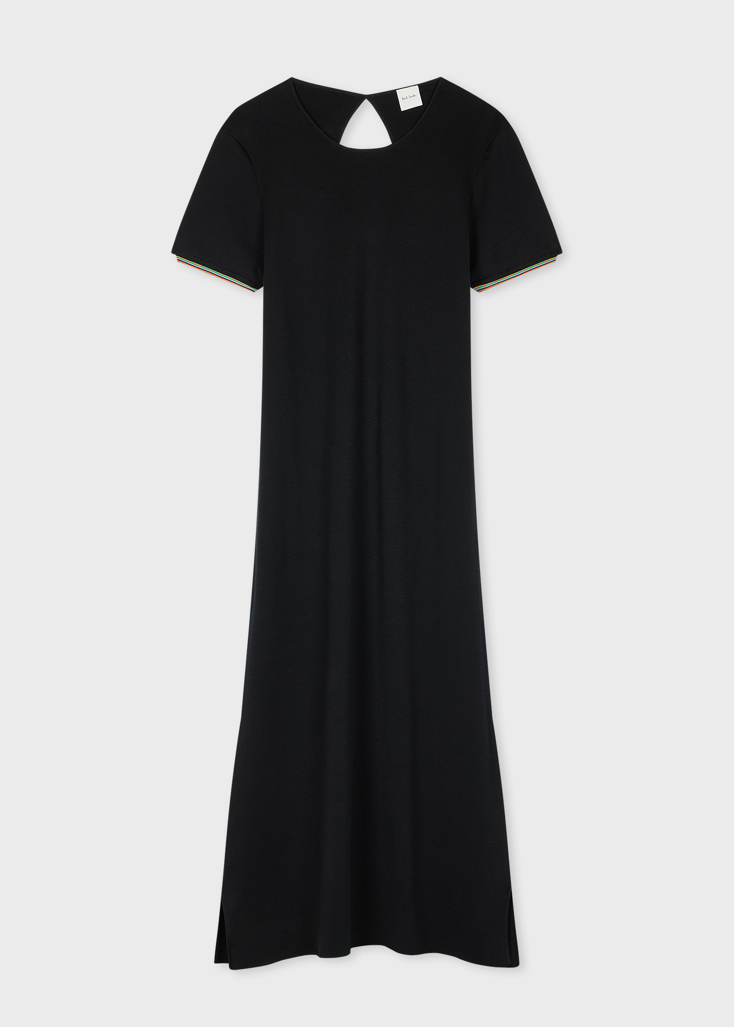 Women's Black Knitted 'Signature Stripe' Sleeve Dress