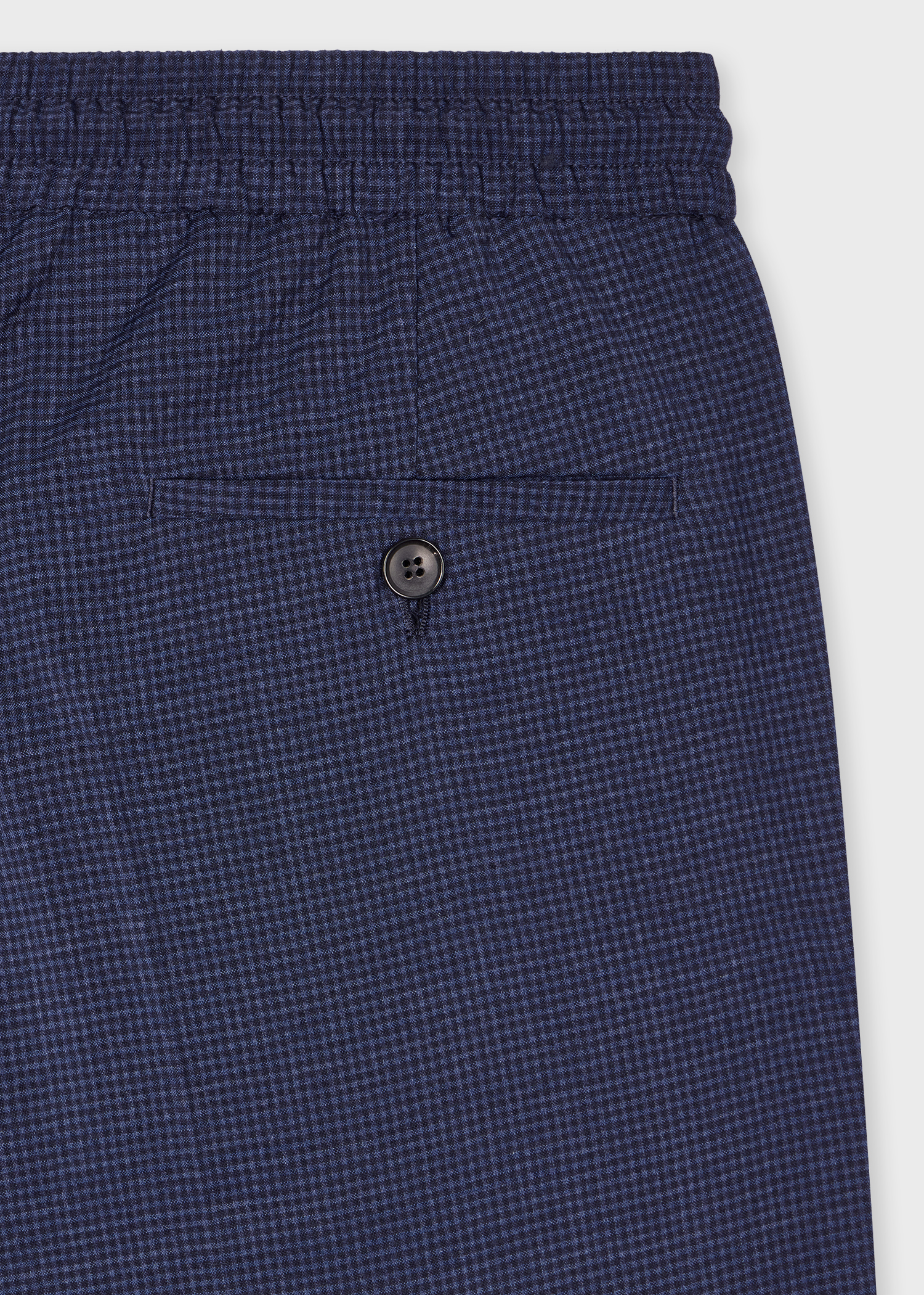 Navy Check Seersucker Drawstring Trousers