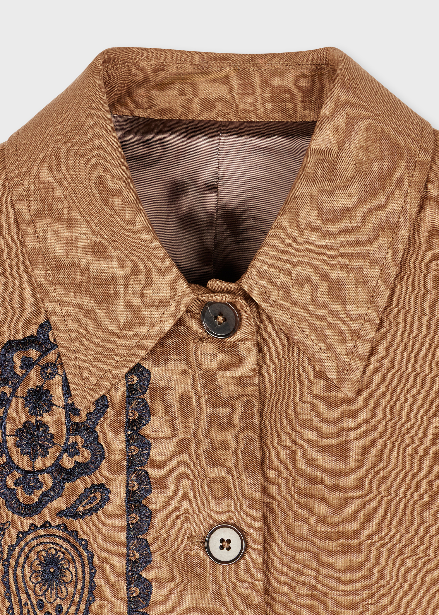 Women's Tan Paisley Linen Jacket