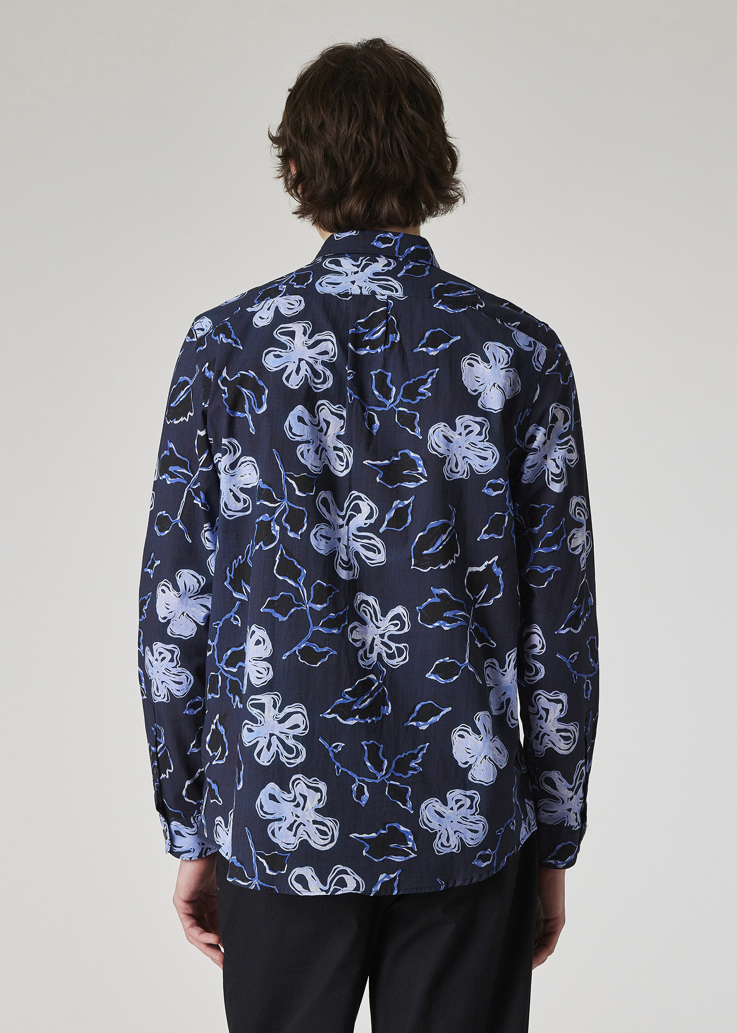 Men's Cotton Navy 'Yukka' Print Shirt