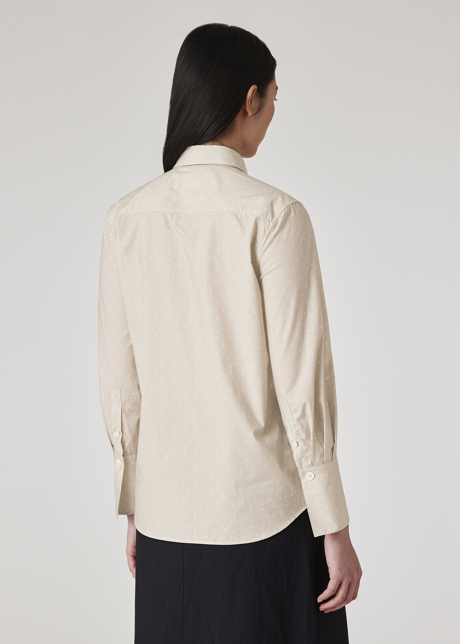 Women's Sand Polka Dot Cotton Poplin Relaxed-Fit Shirt