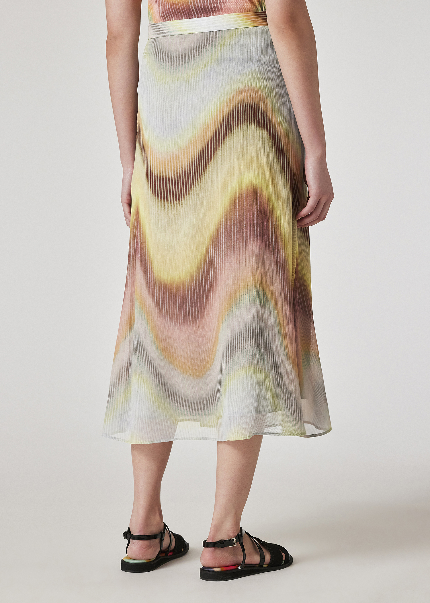 Women's 'Gradient Wave' Crinkle Georgette Midi Skirt