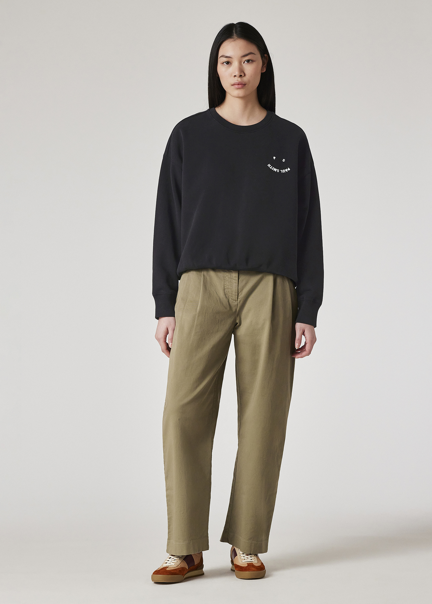 Women's Black Cotton 'Happy' Sweatshirt
