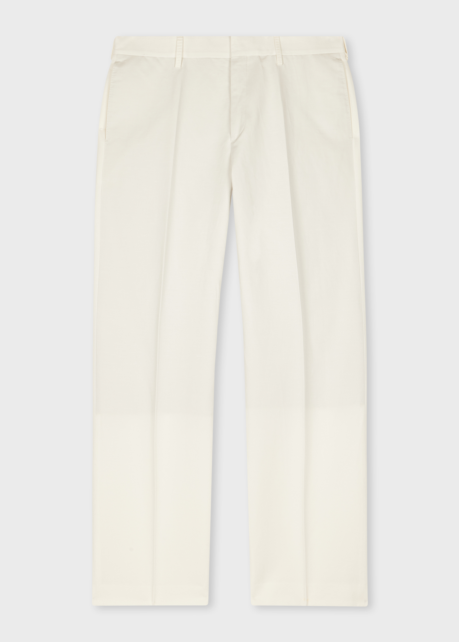 White Cotton-Linen Twill Trousers