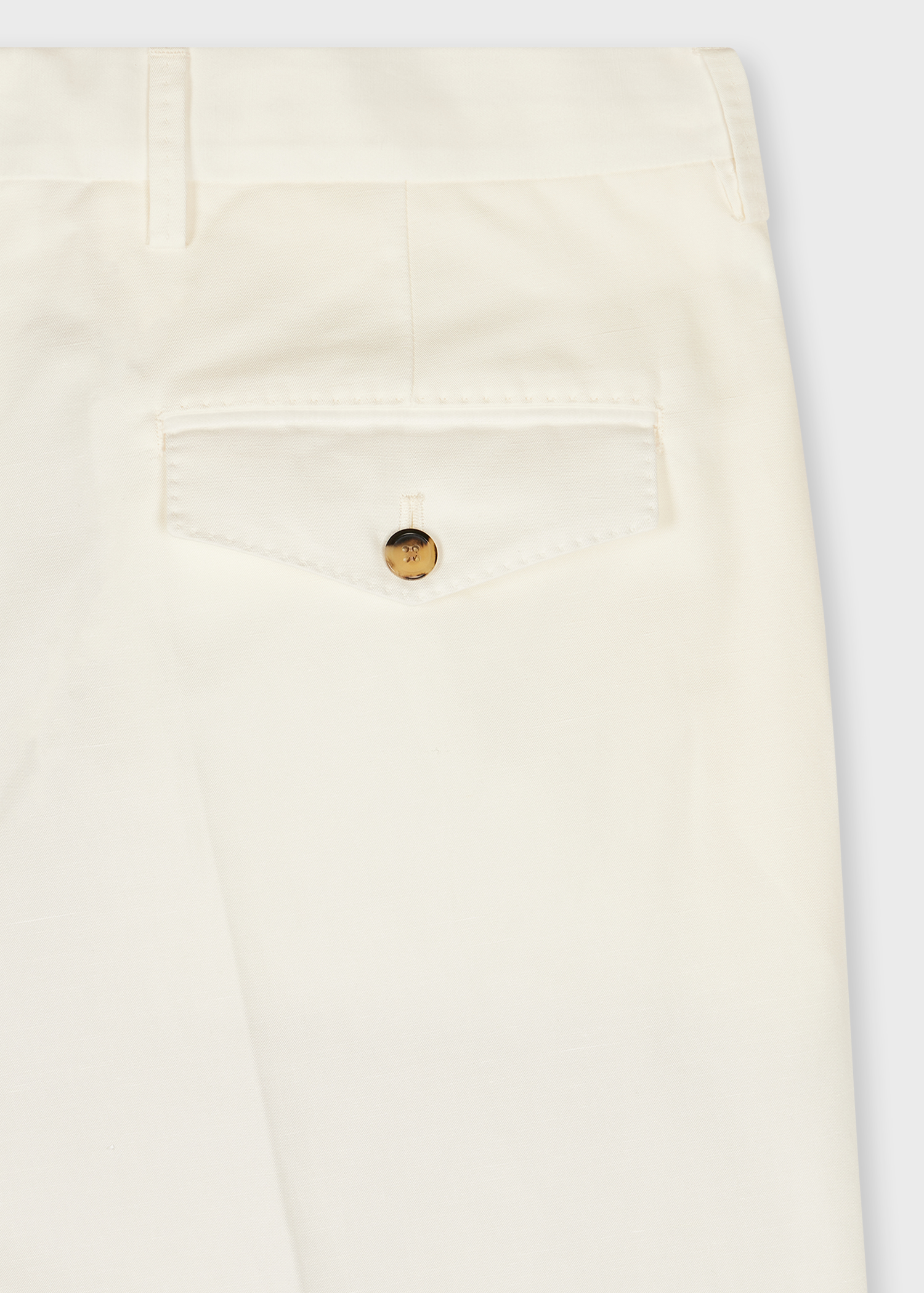 White Cotton-Linen Twill Trousers