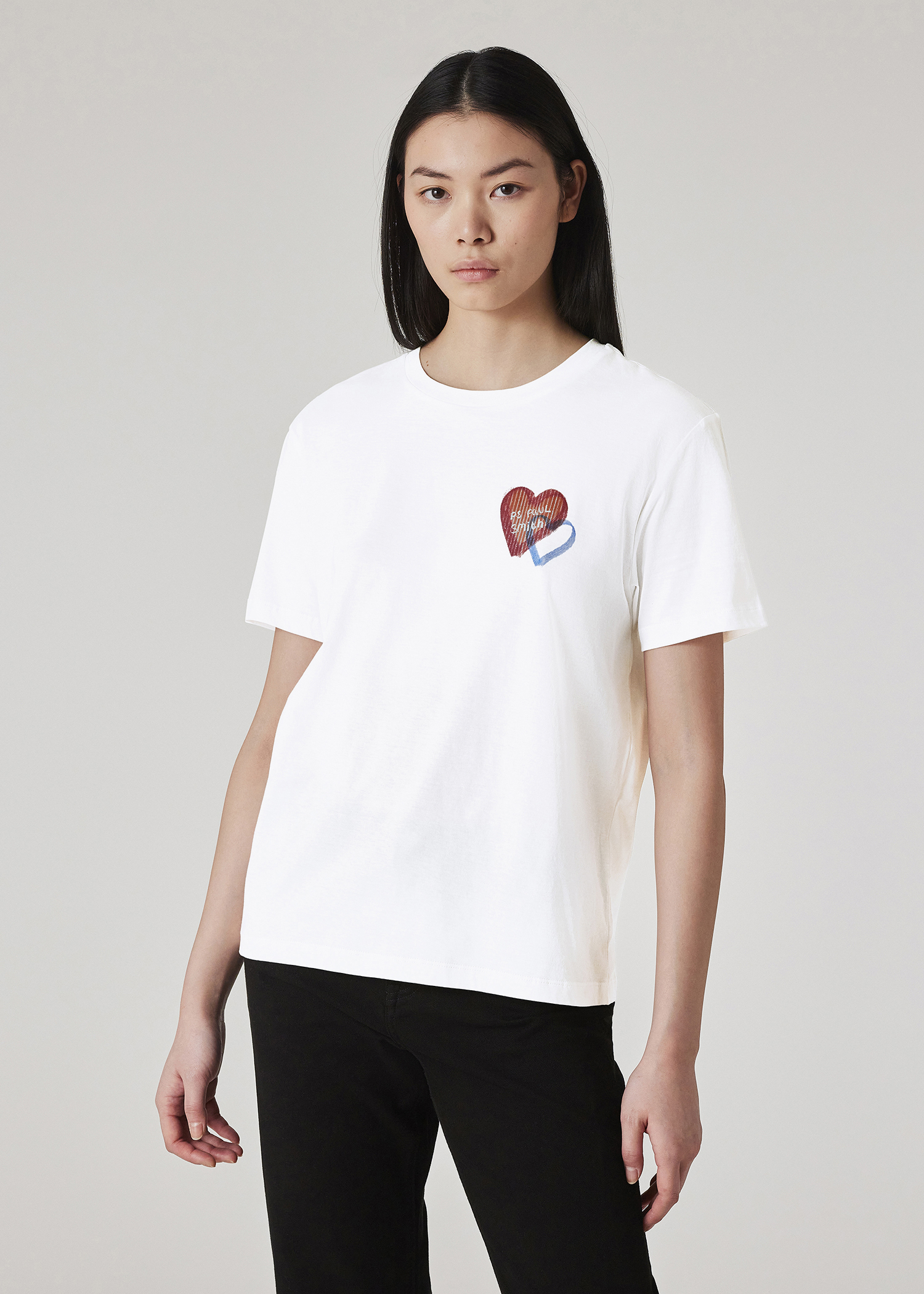 Big Outline White Heart Tee