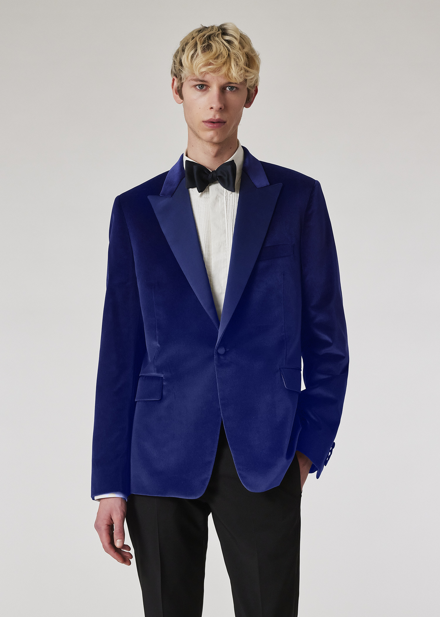 The Soho - Tailored-Fit Indigo Velvet Evening Blazer