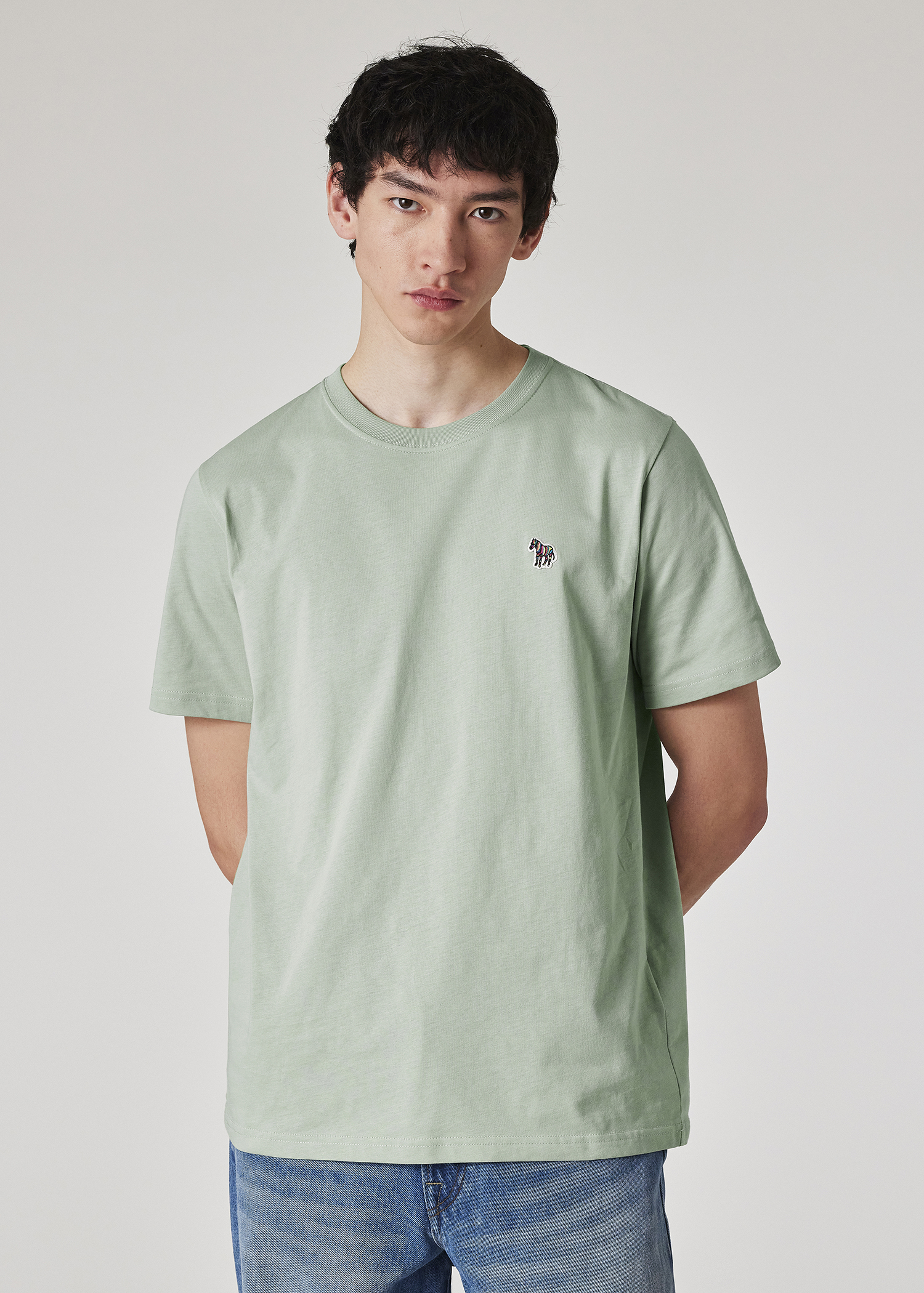 Men's Sage Green Organic Cotton Zebra Logo T-Shirt