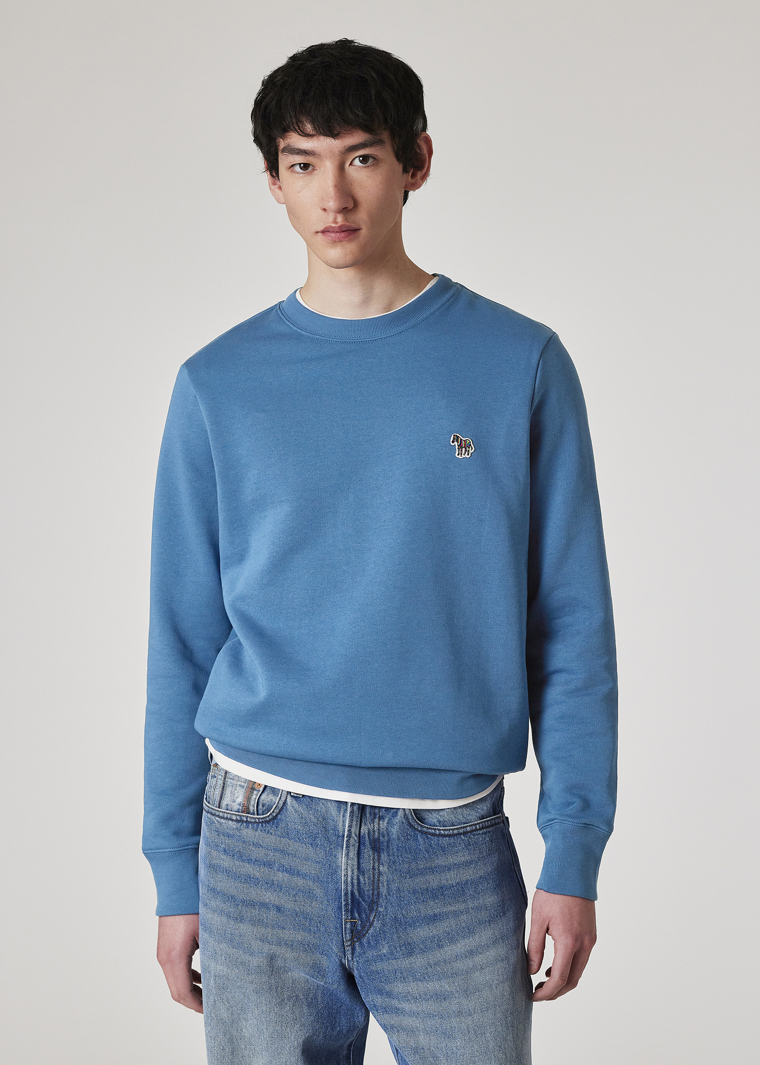 Men's Teal Blue Zebra Logo Organic Cotton Sweatshirt