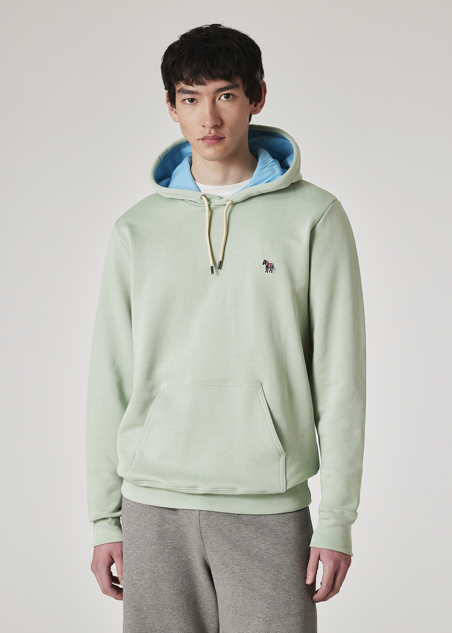 Men's Sage Green Zebra Logo Organic Cotton Hoodie