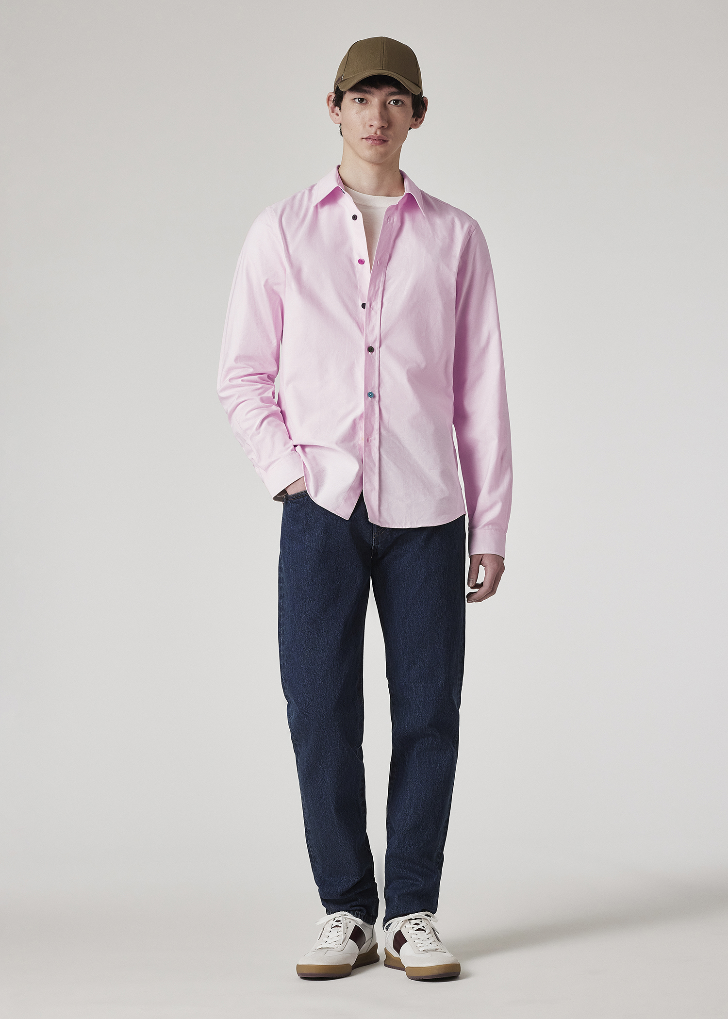 ☆F.ILLUMINATE☆ Double pinstripe shirt pink MUJI Womens 100% Organic Cotton Regular Collar Shirt Pink
