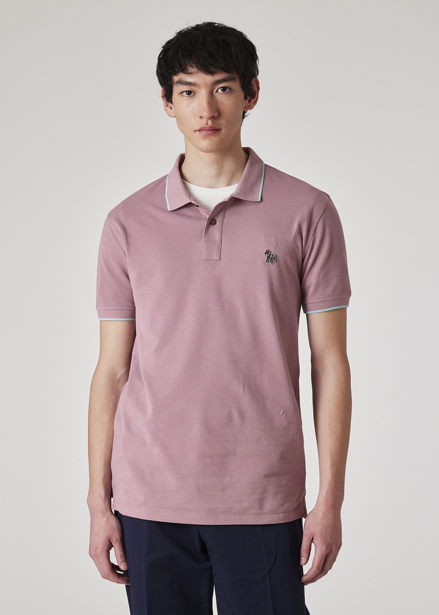 Men's Slim-Fit Burgundy Zebra Logo Polo Shirt With Contrast