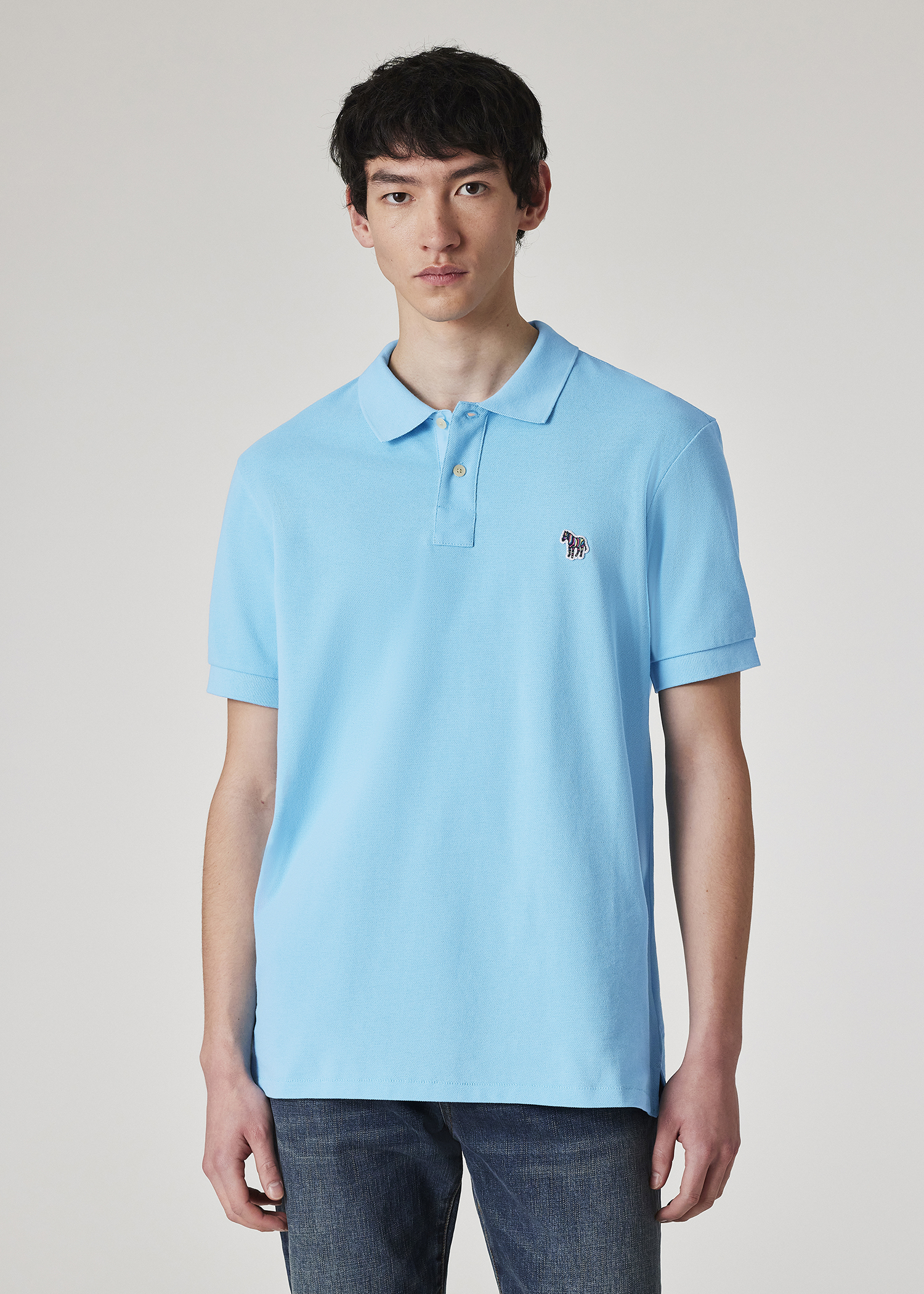 Tシャツ・カットソー Paul Smith REGULAR FIT POLO SHIRT (M2R 183KZ T20067 34C) Men's Bright Blue Zebra Logo Polo Shirt