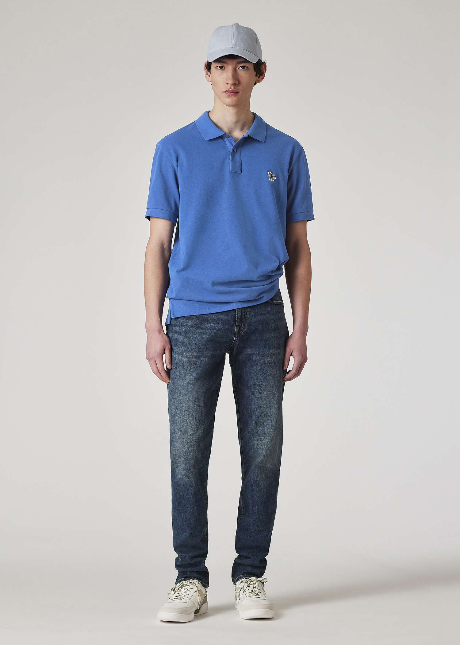 Men's Bright Blue Zebra Logo Polo Shirt