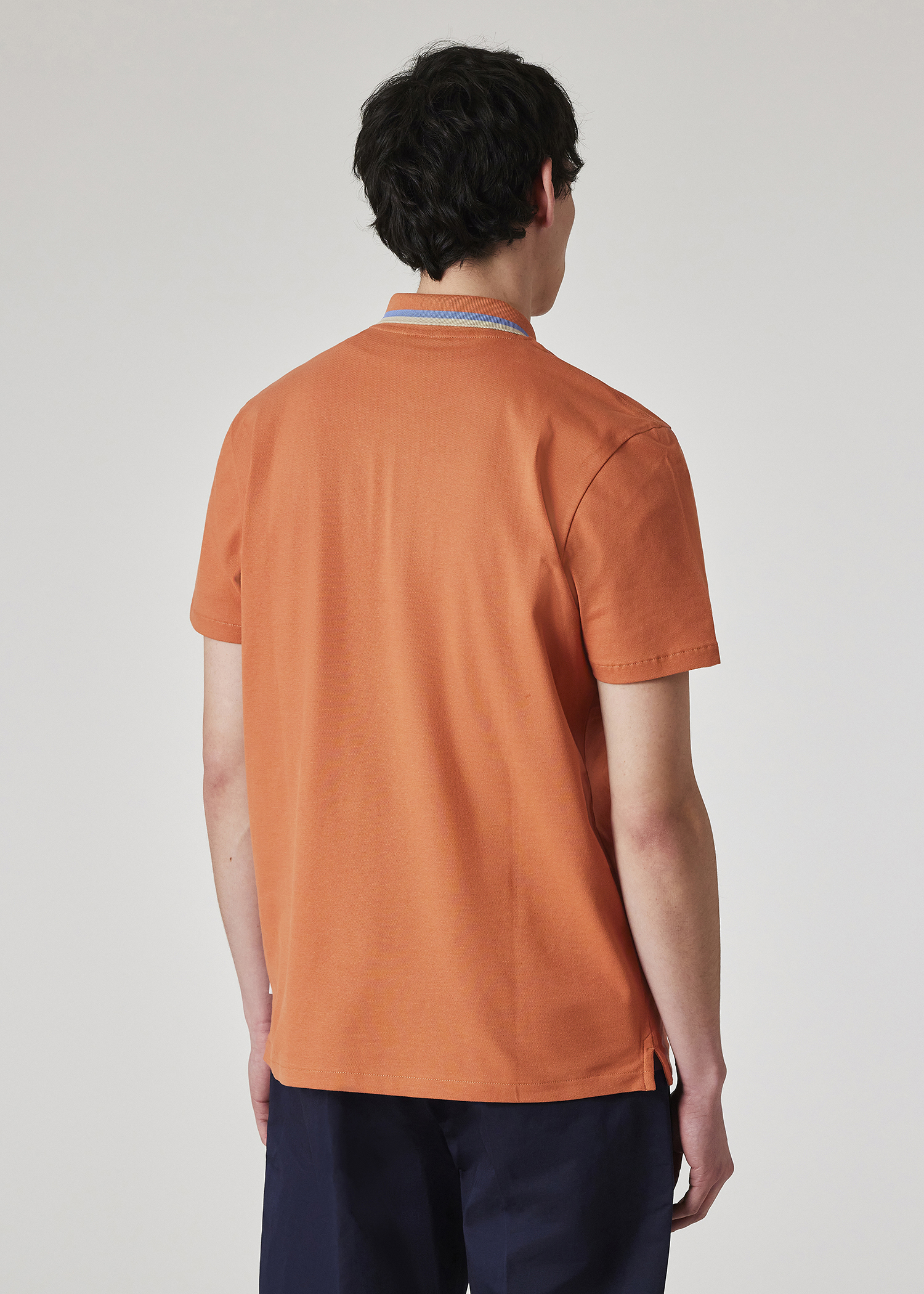 Men's Organic Cotton Orange Zip-Neck Polo Shirt