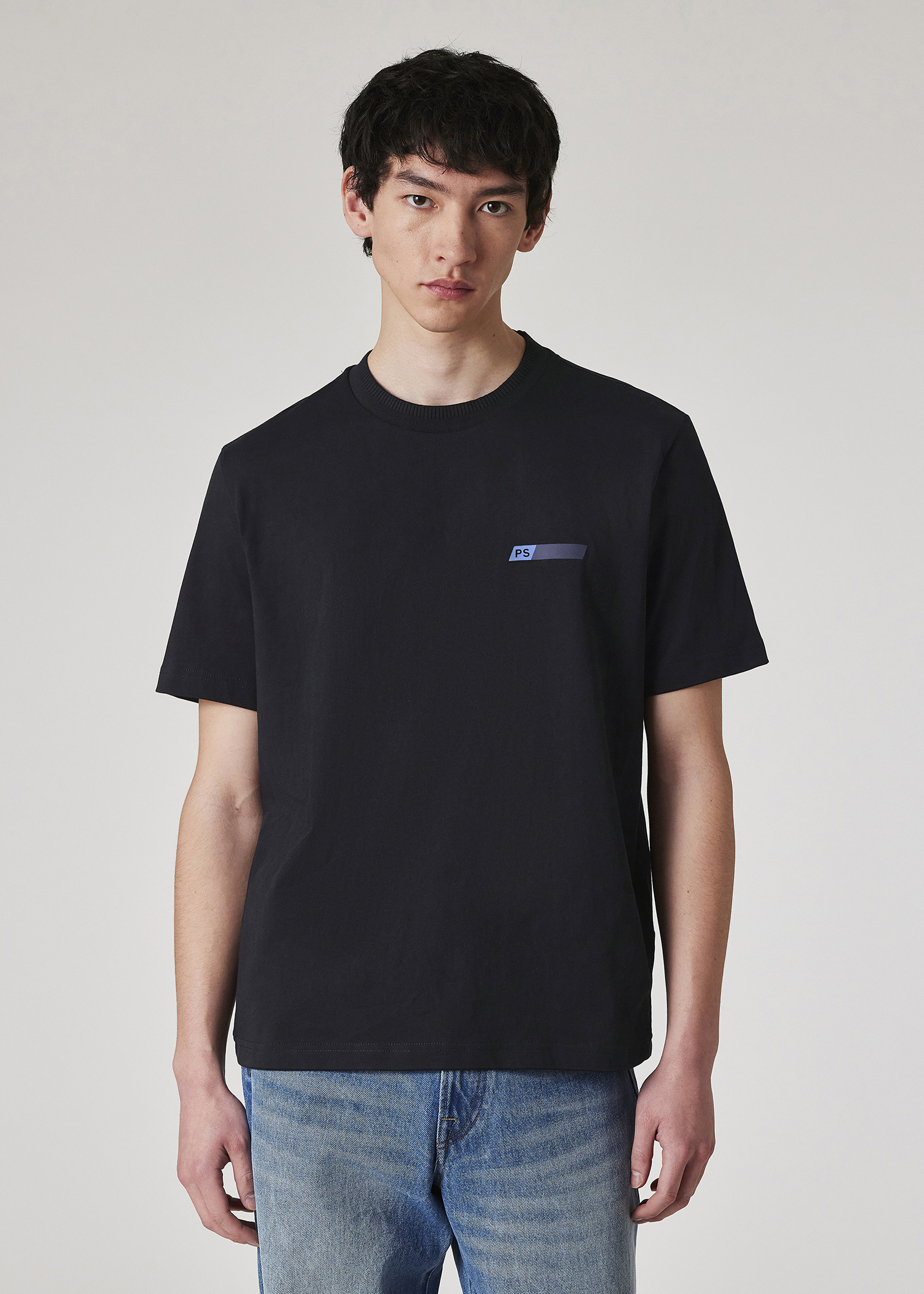 Navy Blue PS Tilt Logo Cotton-Blend T-Shirt