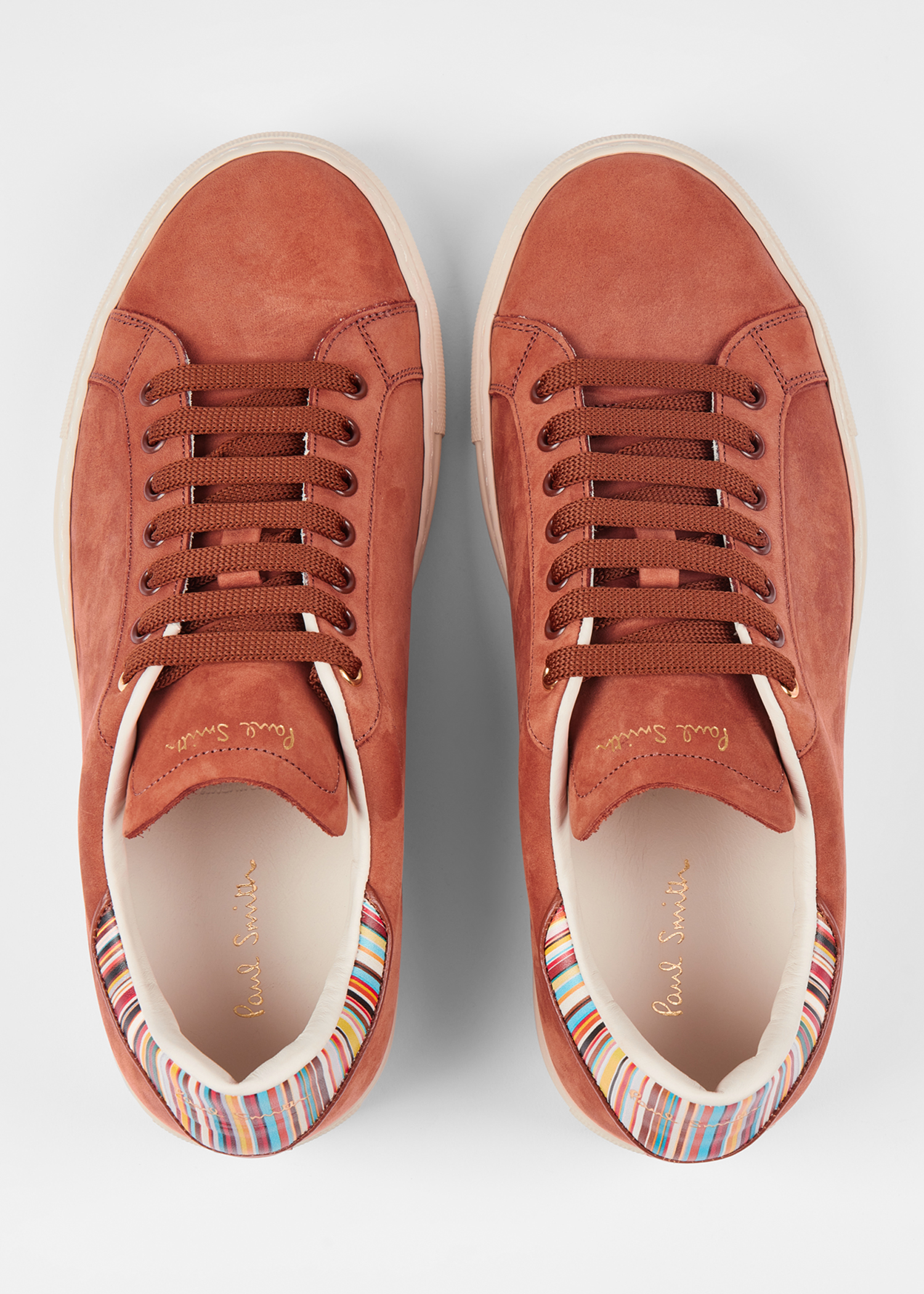 Men's Tan Nubuck Leather 'Beck' Trainers 'Signature Stripe