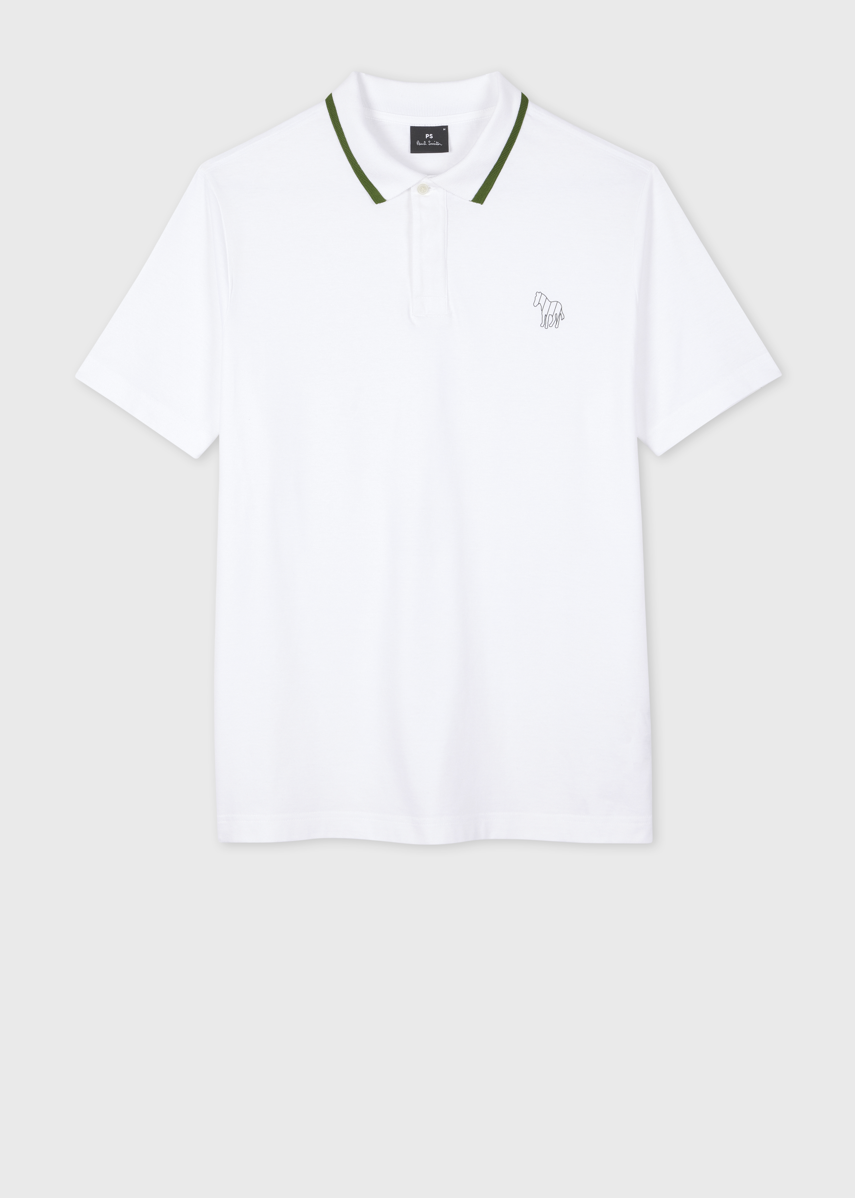 Men's White 'Broad Stripe Zebra' Cotton Polo Shirt
