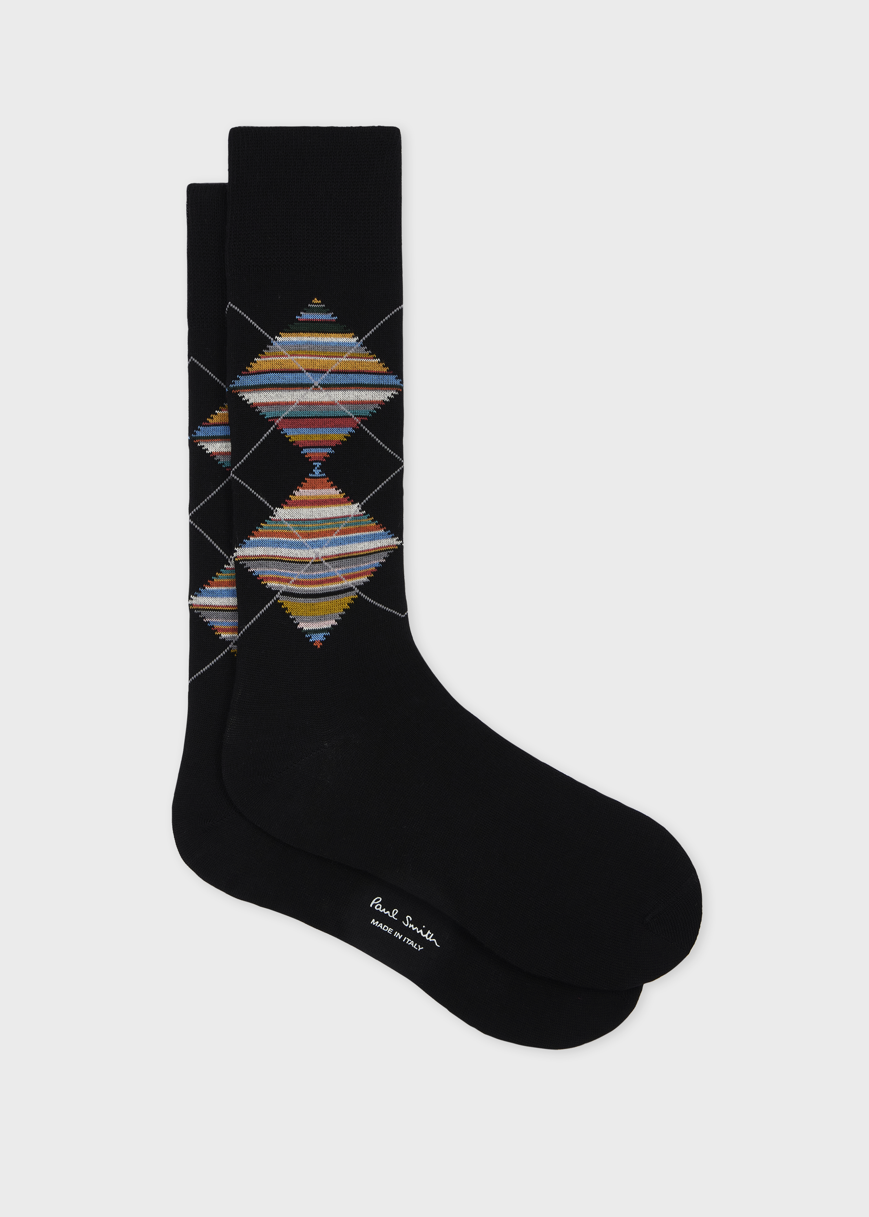Men's Black 'Signature Stripe' Argyle Socks