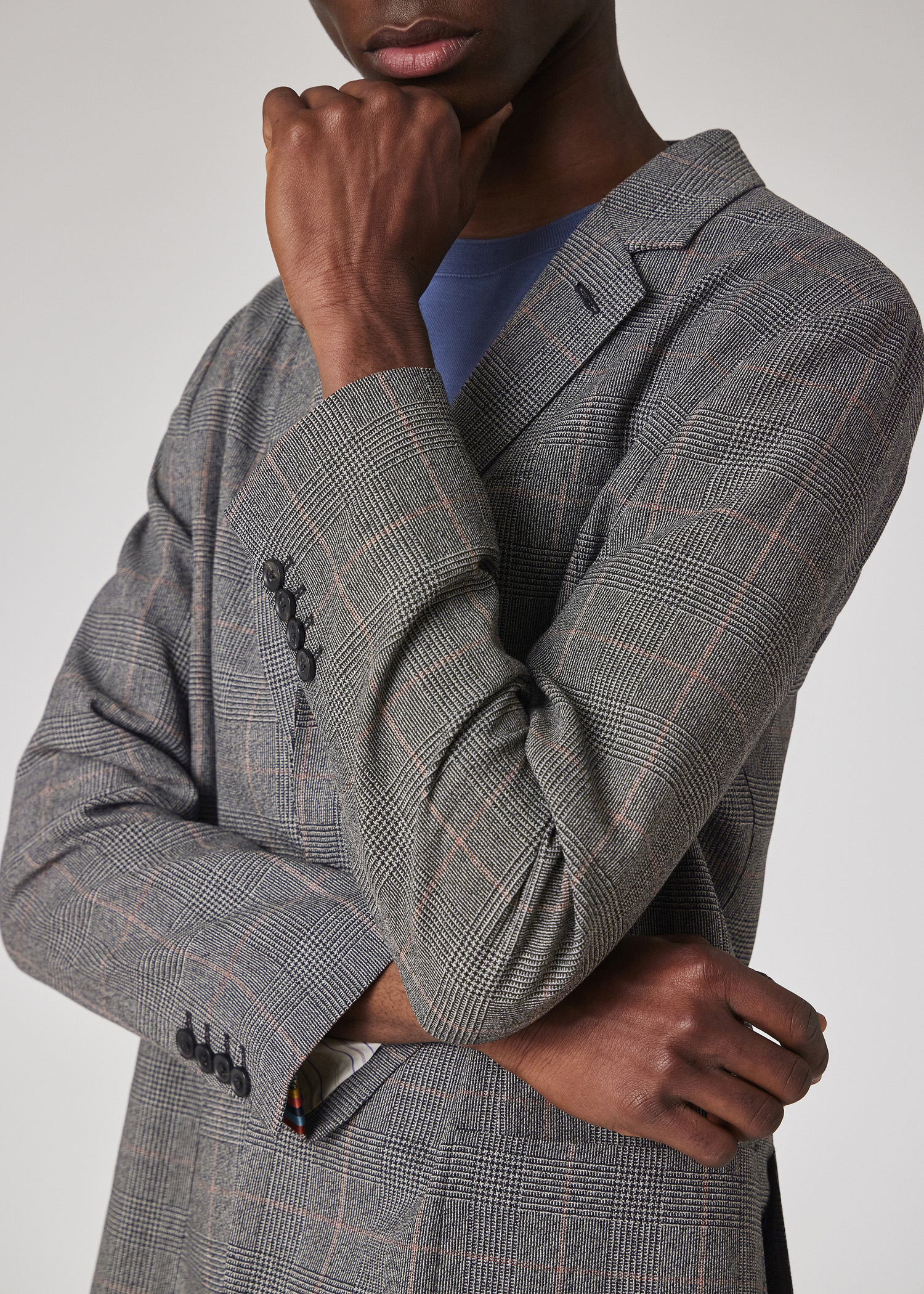 Grey Check Wool Unlined Blazer