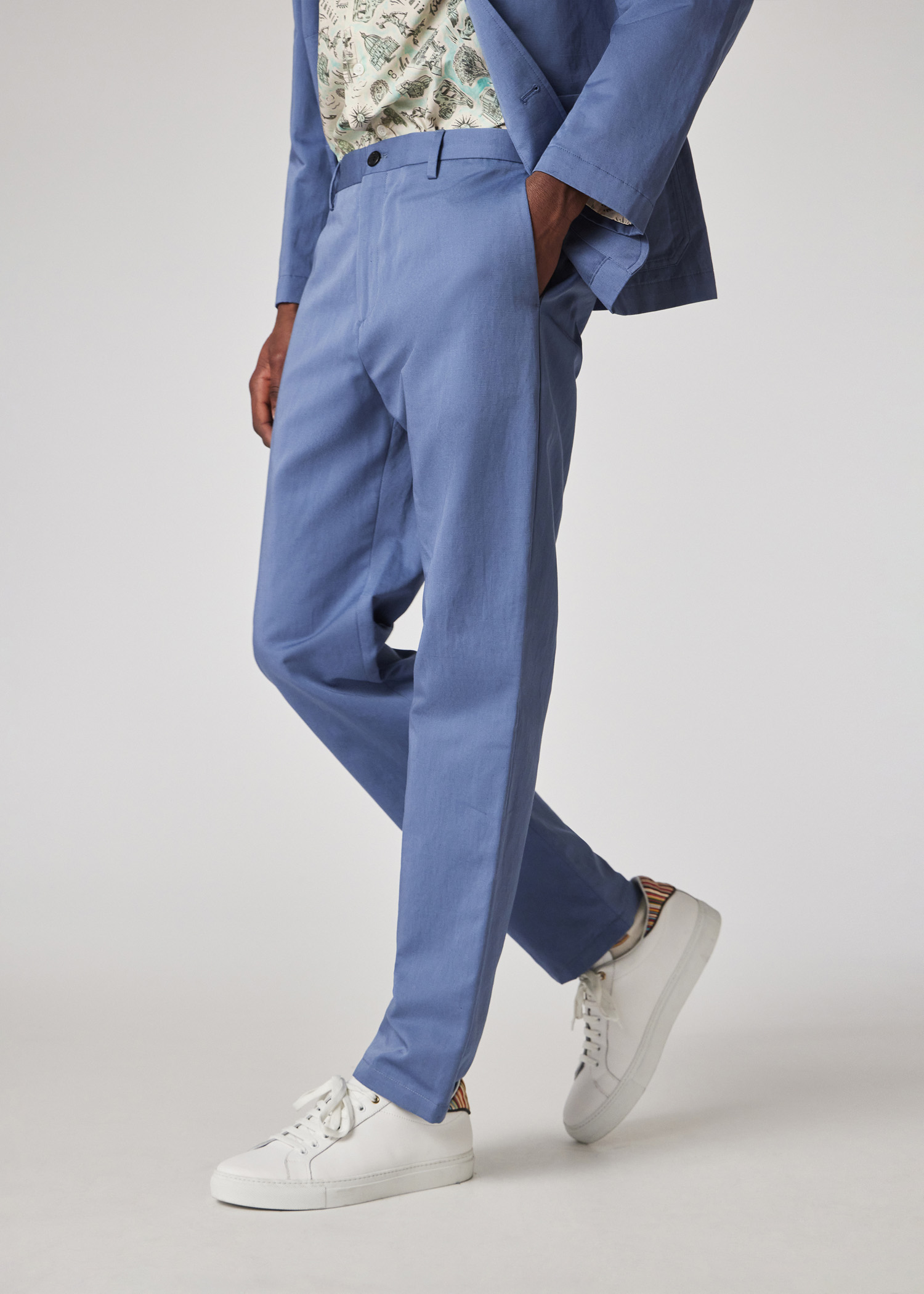 Hevò Men's Linen and Viscose Trousers Blue