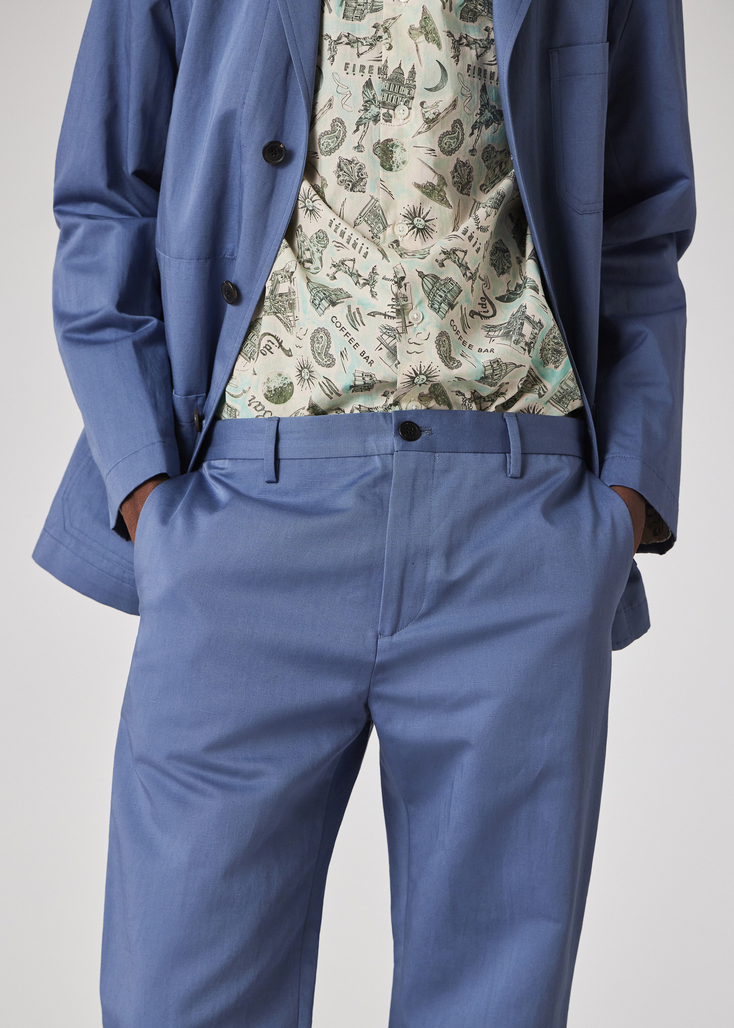 Blue Cotton-Linen Trousers