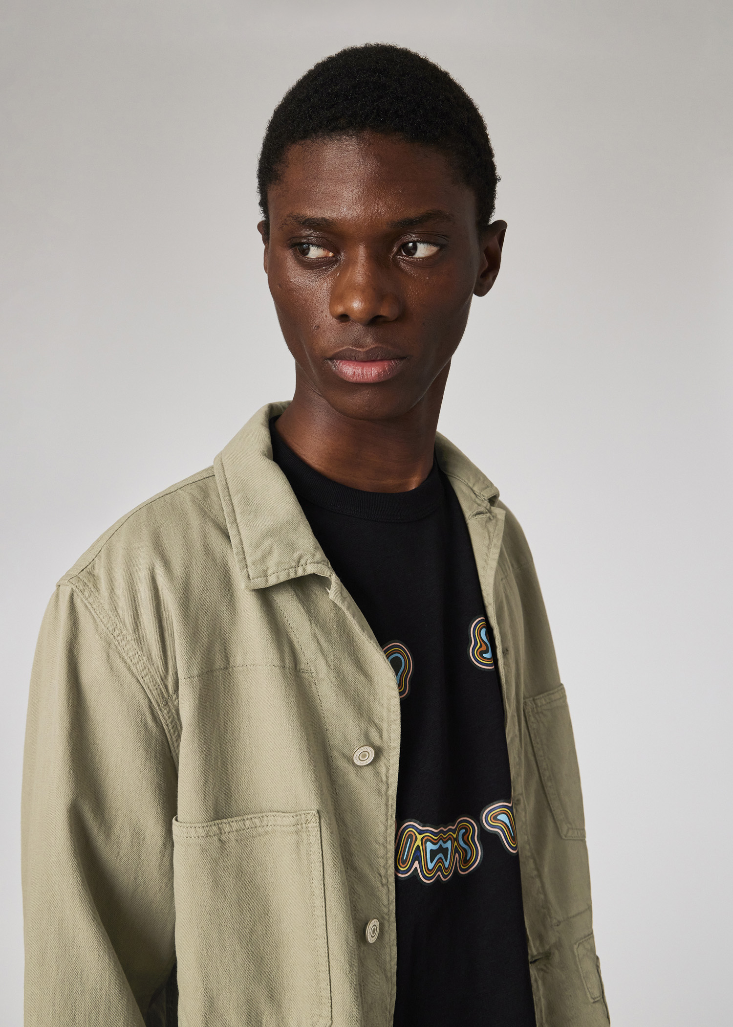 Men's Sage Green Cotton-Linen 'Broad Stripe Zebra' Work Jacket