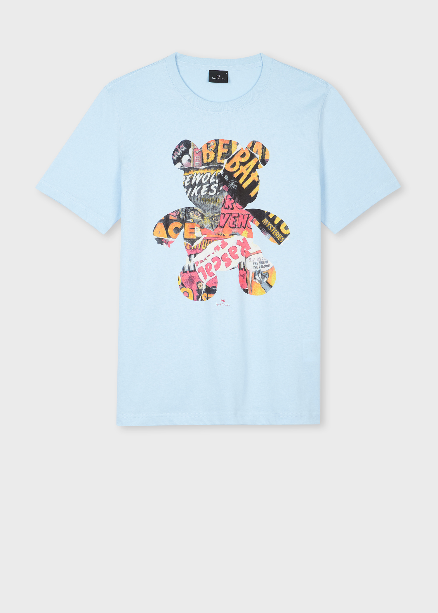 Men's Light Blue 'Bear Collage' Print T-Shirt