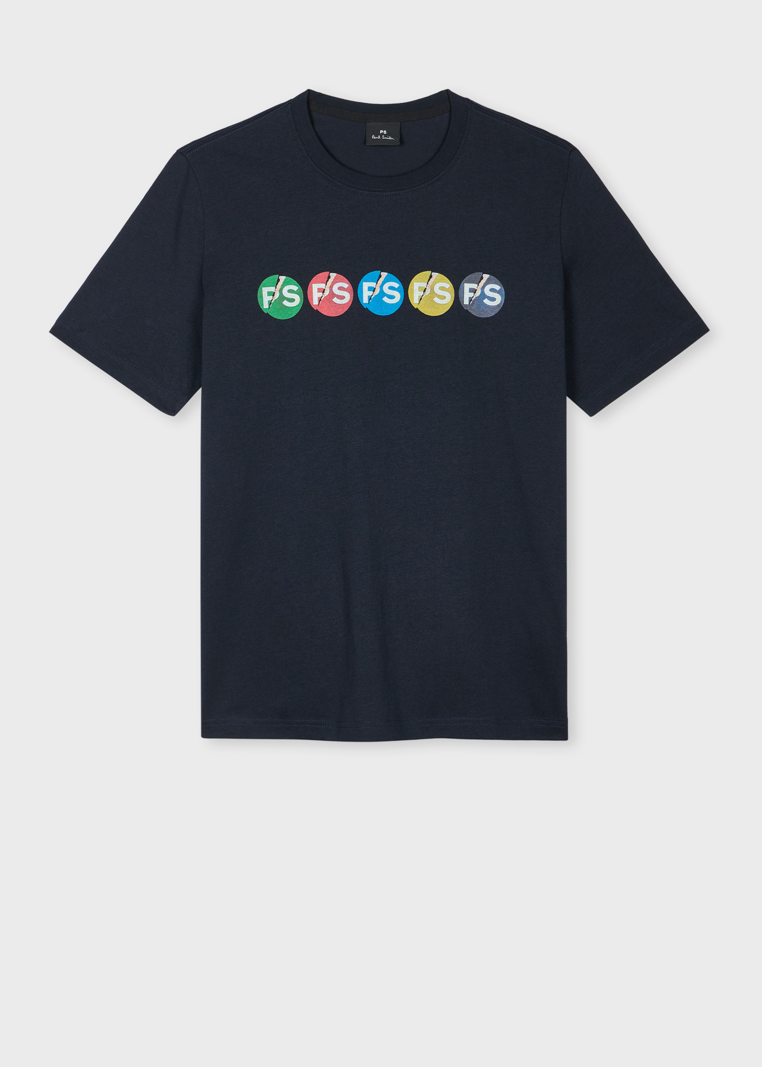 Mr.No Problem◇The d.e.p◇SRBL-1123 Men's Dark Navy 'PS Broken Circle' Print T-Shirt