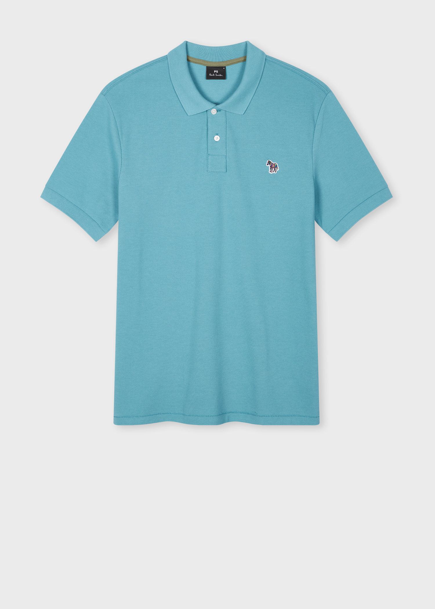 Men's Light Teal Organic Cotton Zebra Polo Shirt