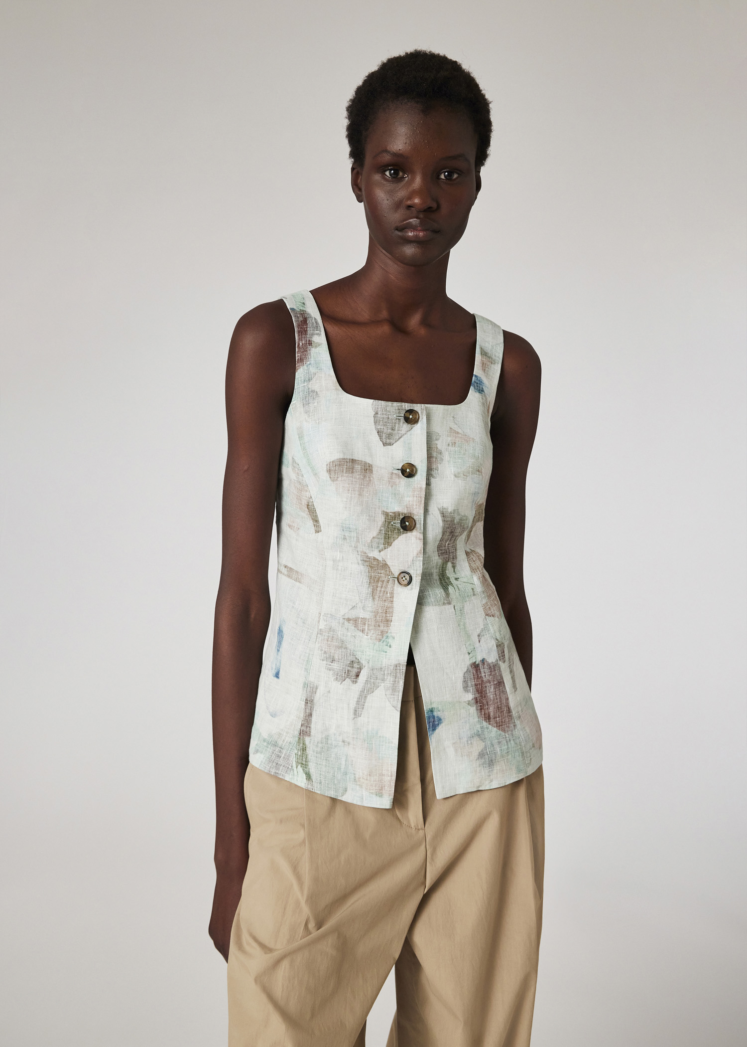 トップス 90s Paul Smith linen vest Women's 'Floral Paint Studies' Vest Top