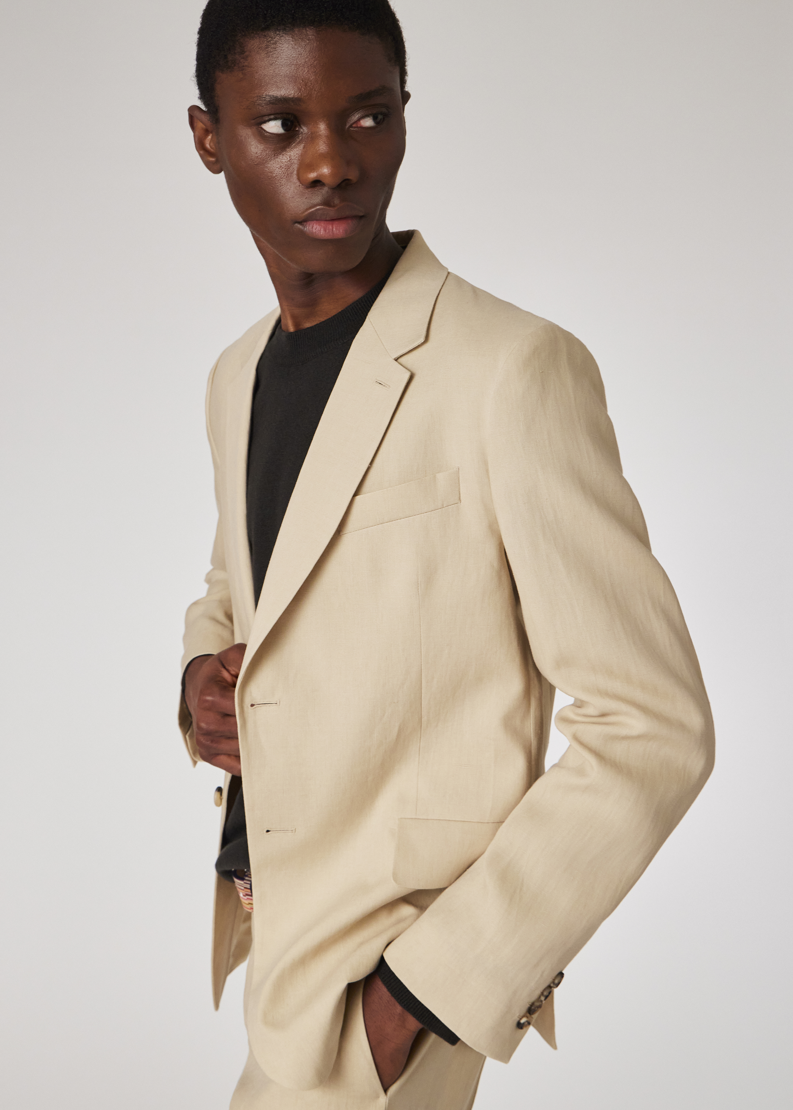 Beige Linen Buggy-Lined Blazer
