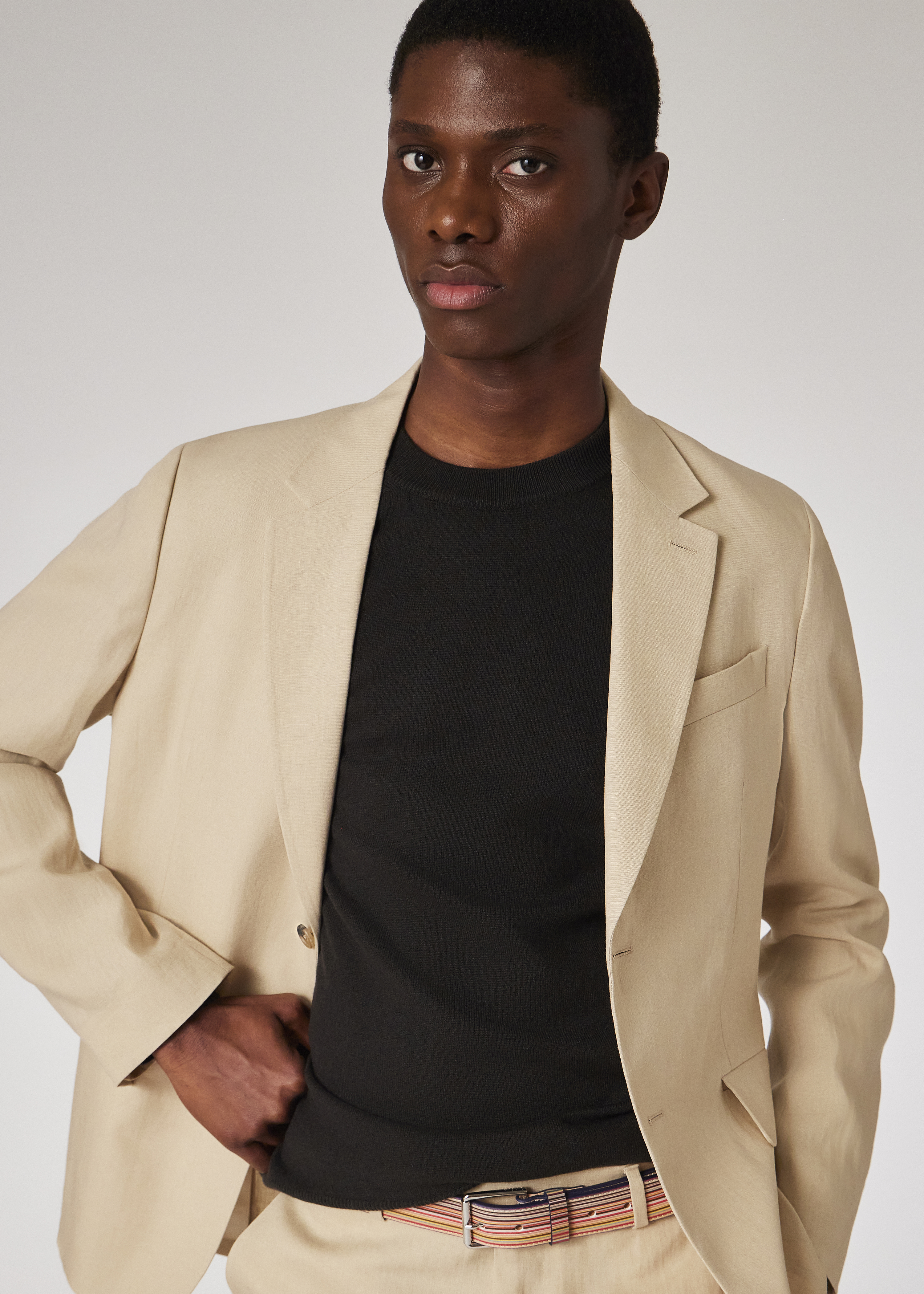 Beige Linen Buggy-Lined Blazer