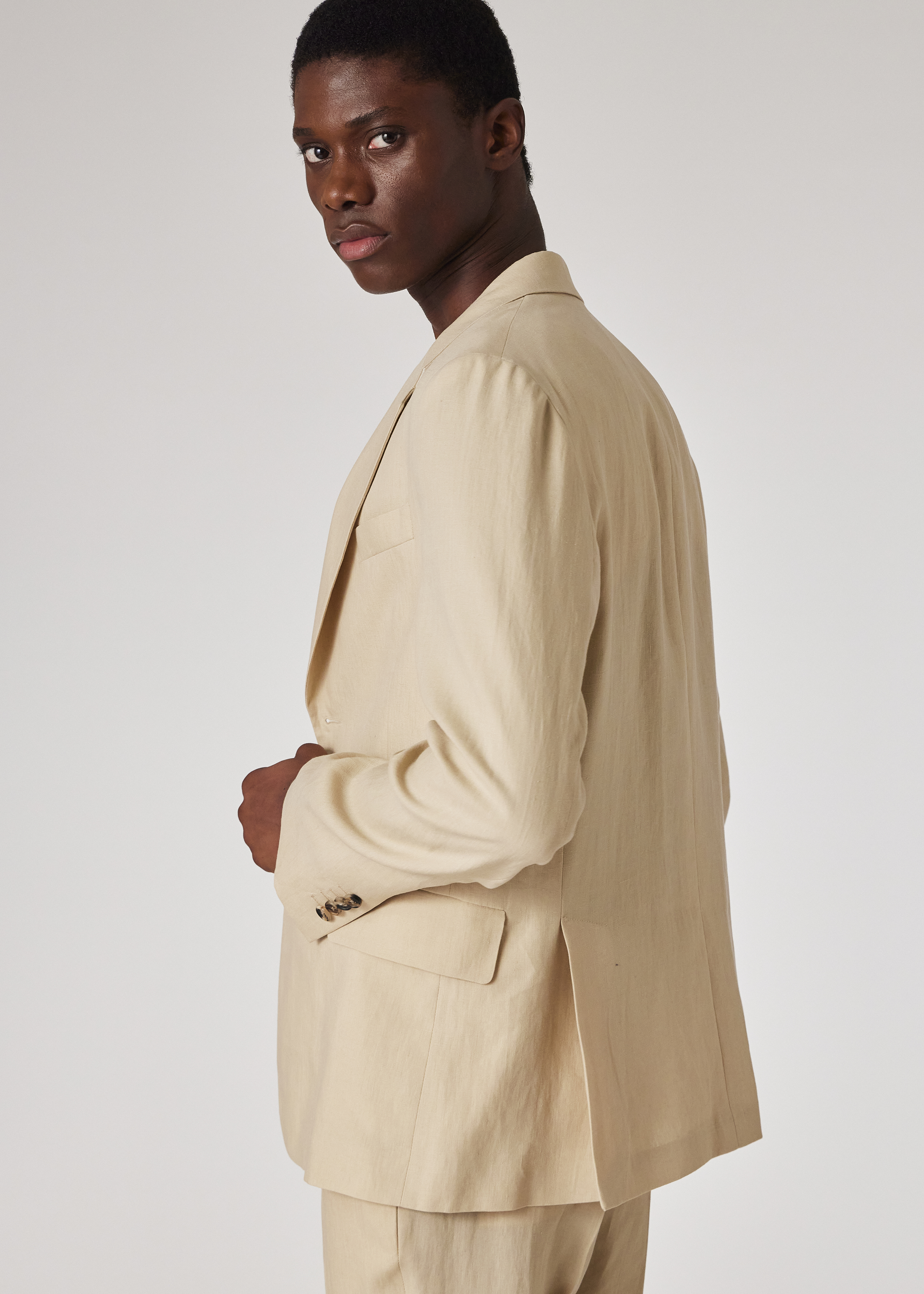 Beige Linen Buggy-Lined Blazer