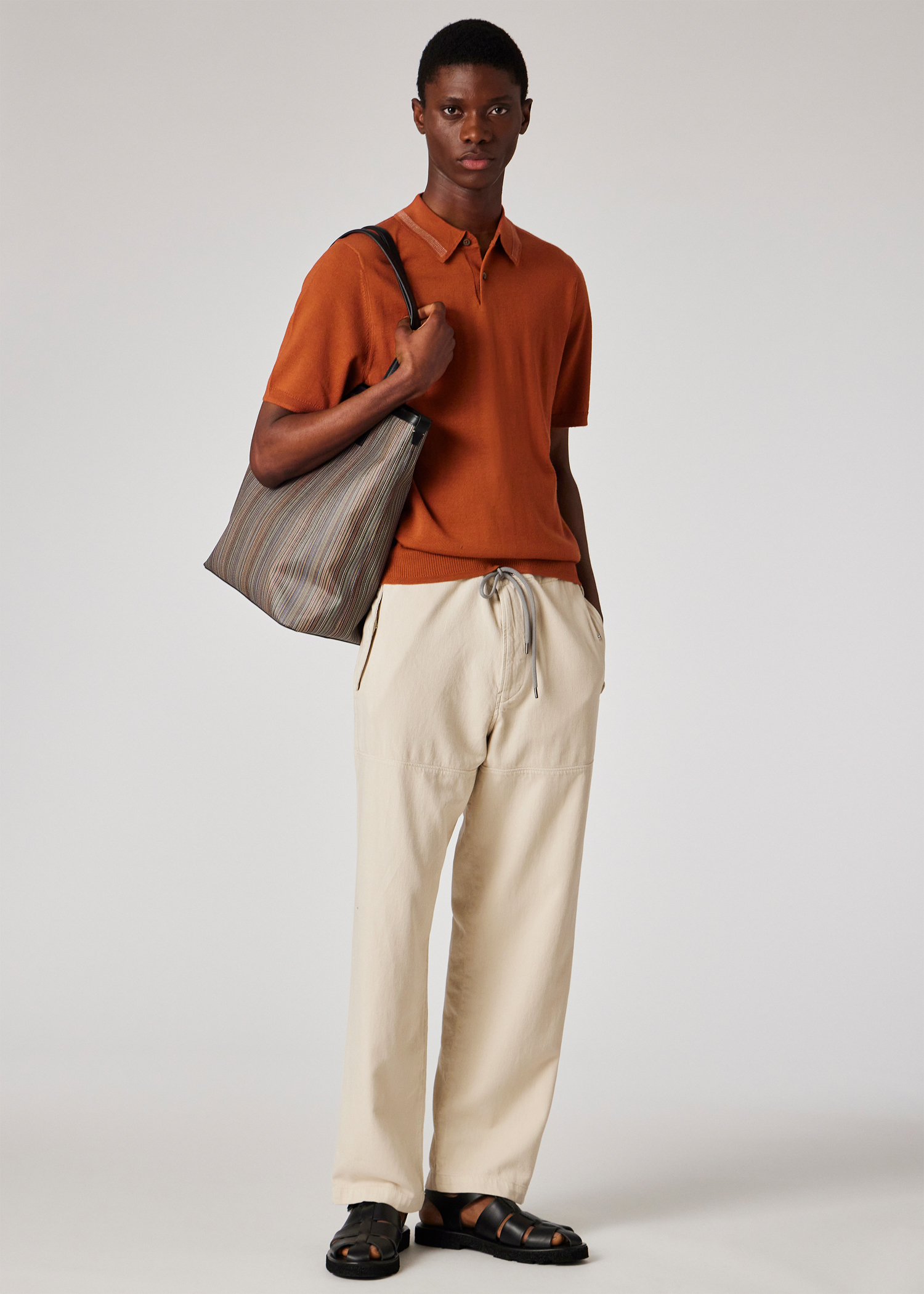 Relaxed-Fit Ecru Cotton-Linen Trousers