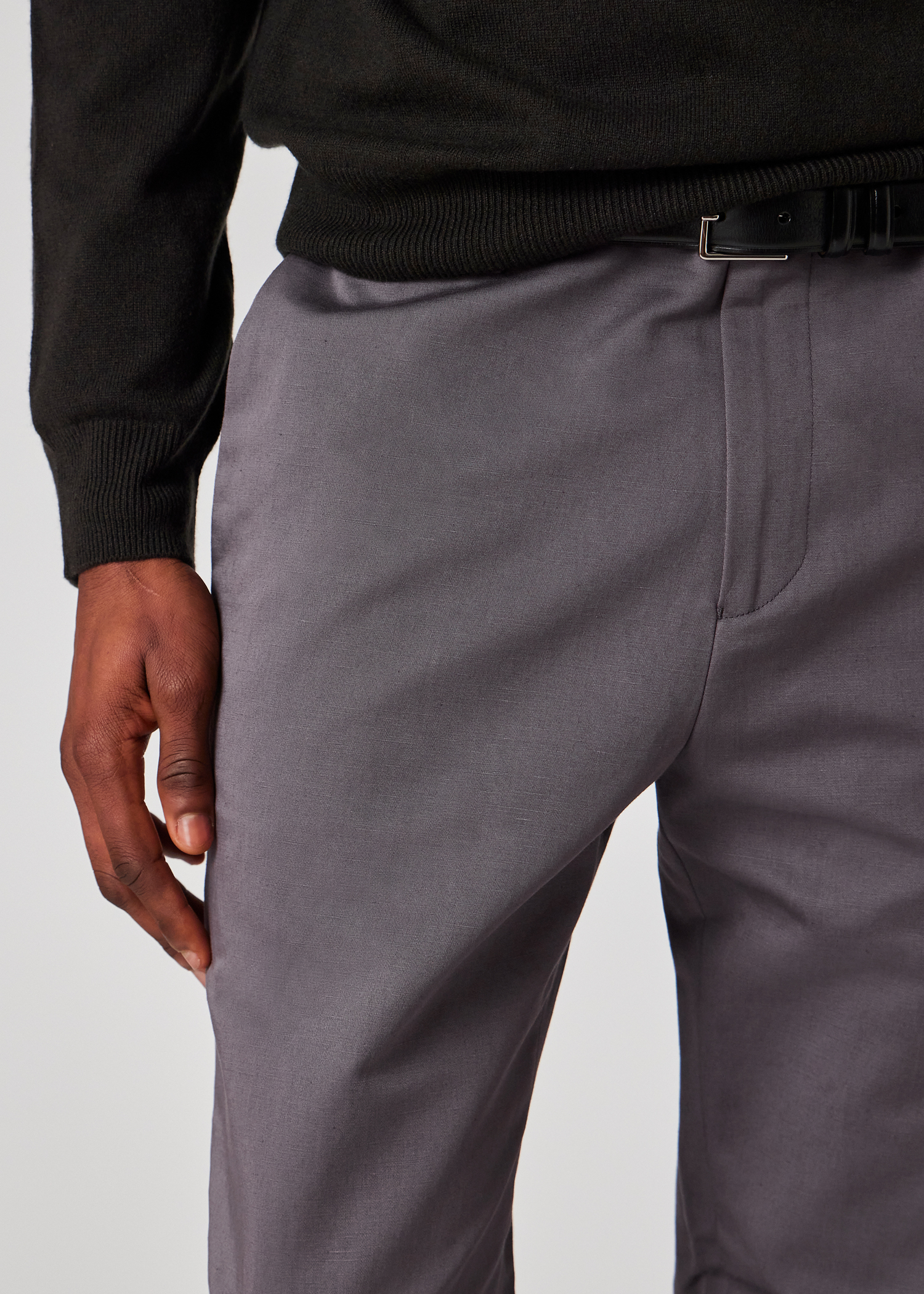 Dusty Mauve Cotton-Linen Trousers