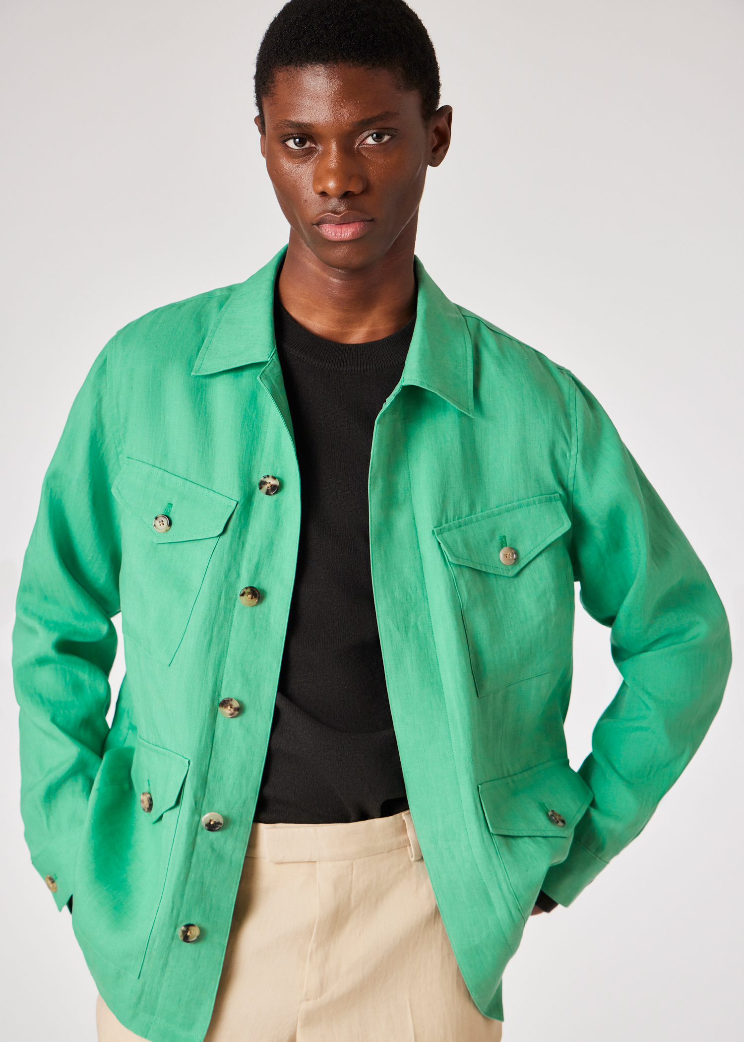 Paul Smith Navy Wool-Linen Water-Resistant Field Jacket | King's Cross