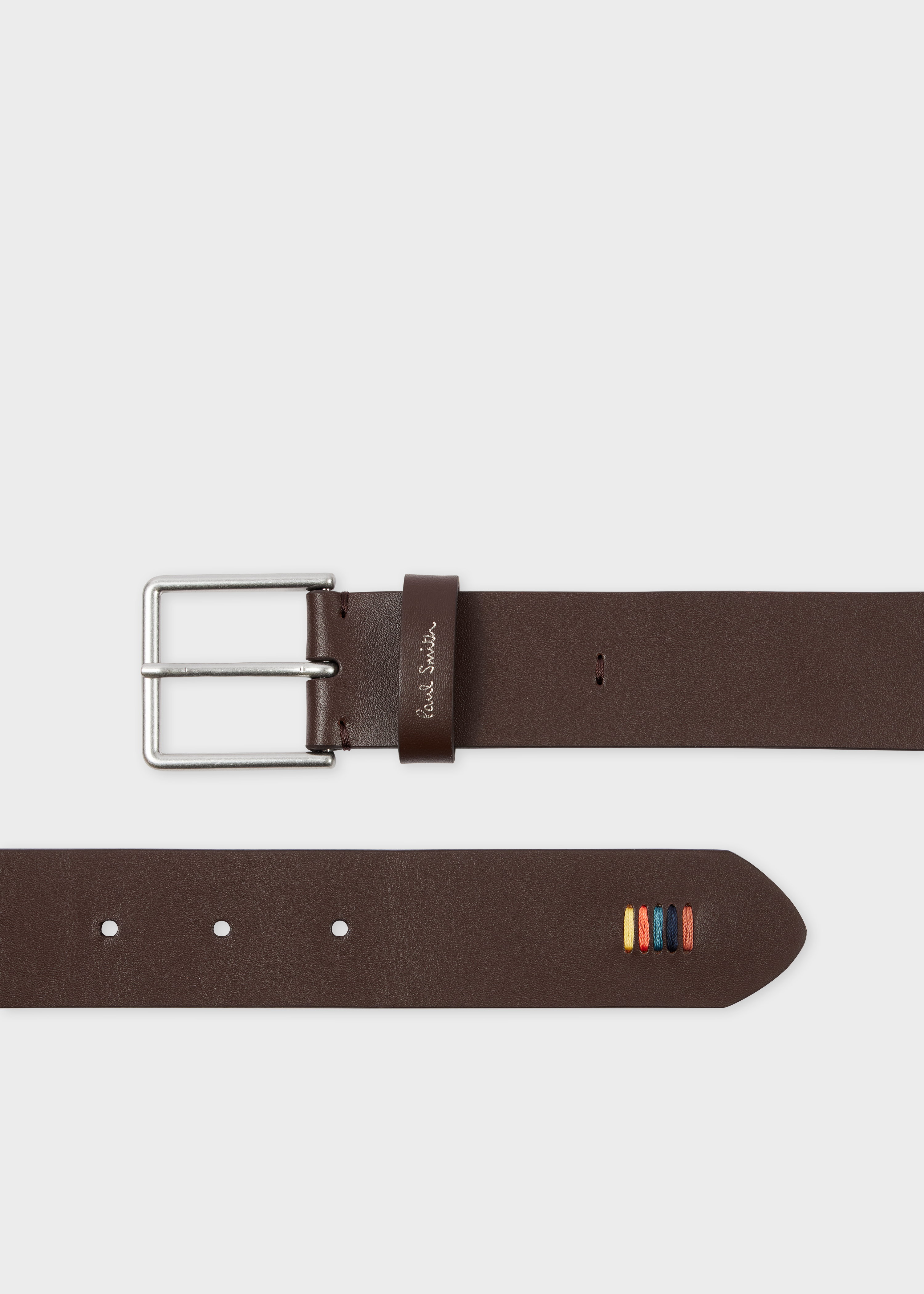 Men's Brown Leather 'Artist Stripe' Stitch Belt