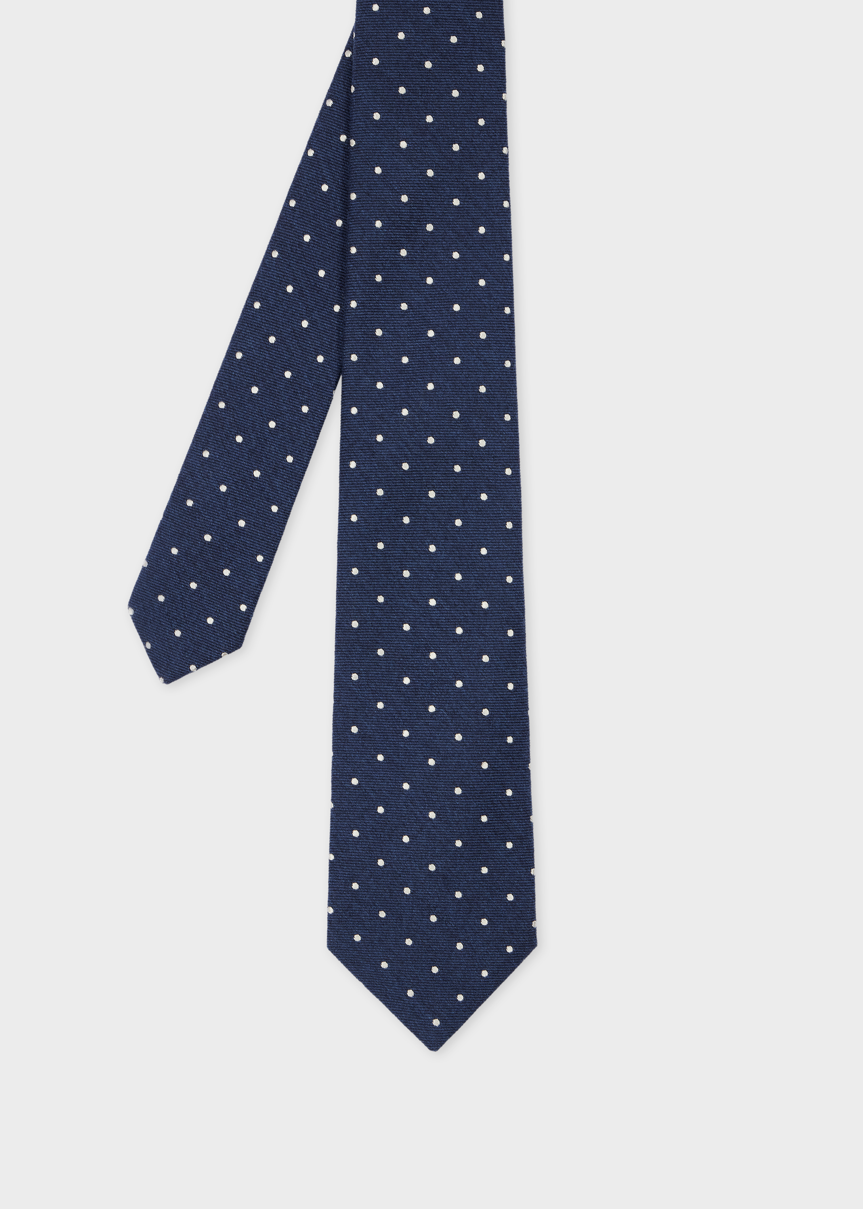 Navy Blue Silk-Blend Polka Dot Tie
