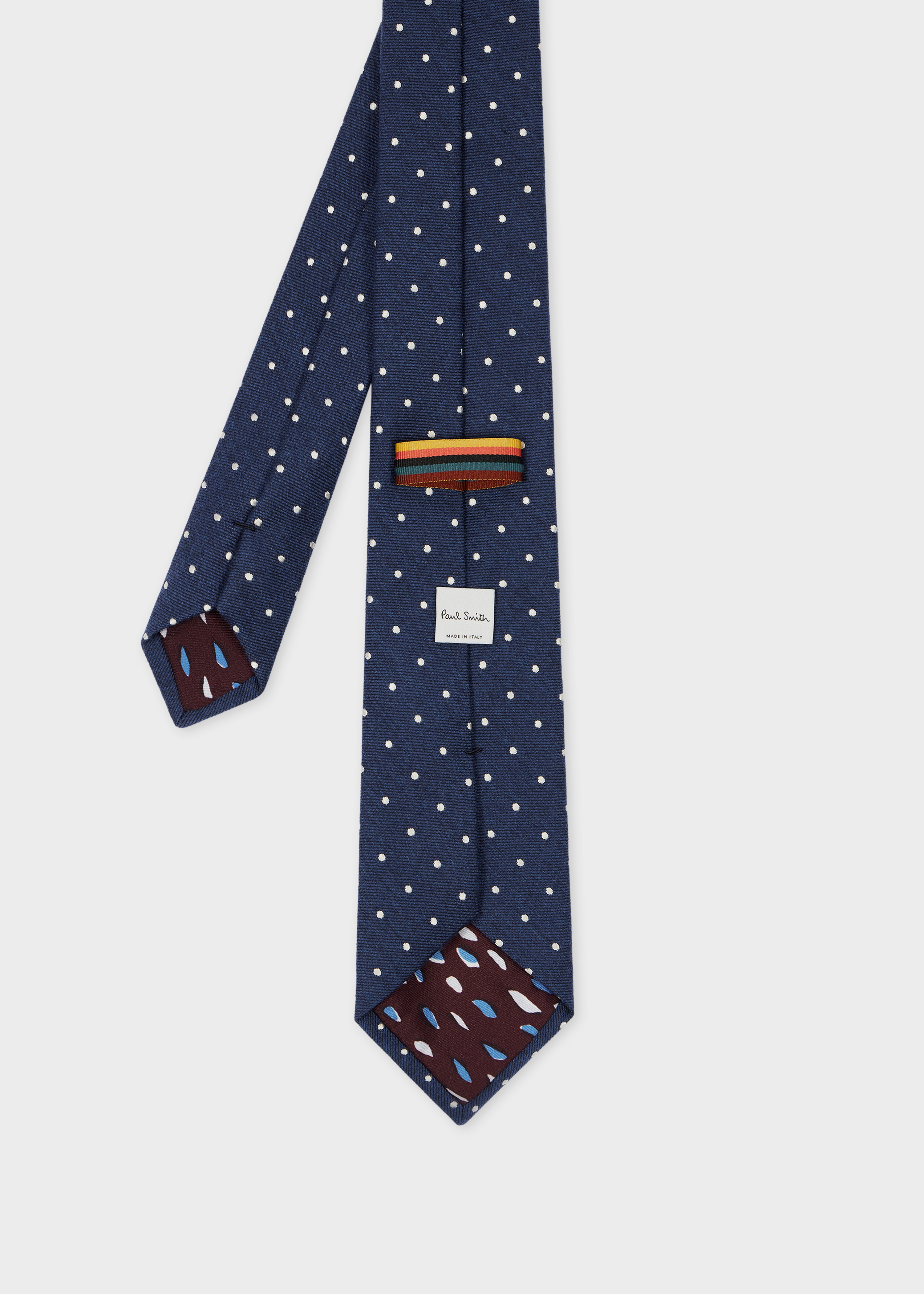 Navy Blue Silk-Blend Polka Dot Tie