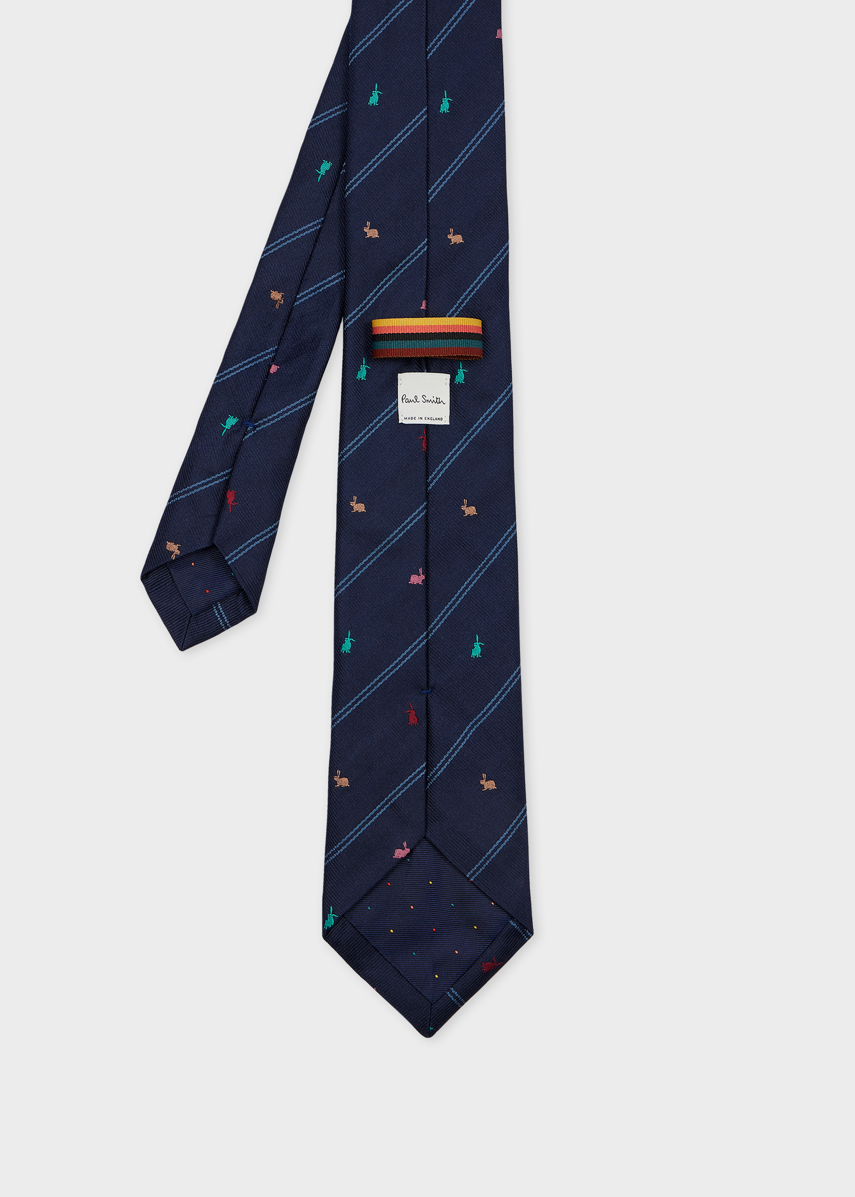 Navy Silk 'Rabbit' Pinstripe Tie
