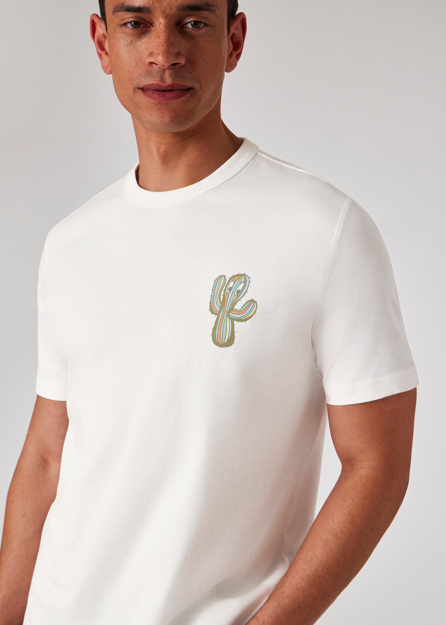 ★Paul Smith★Cactus T-Shirt Tシャツ 関税込 Men's White 'Graffiti Cactus' Print T-Shirt