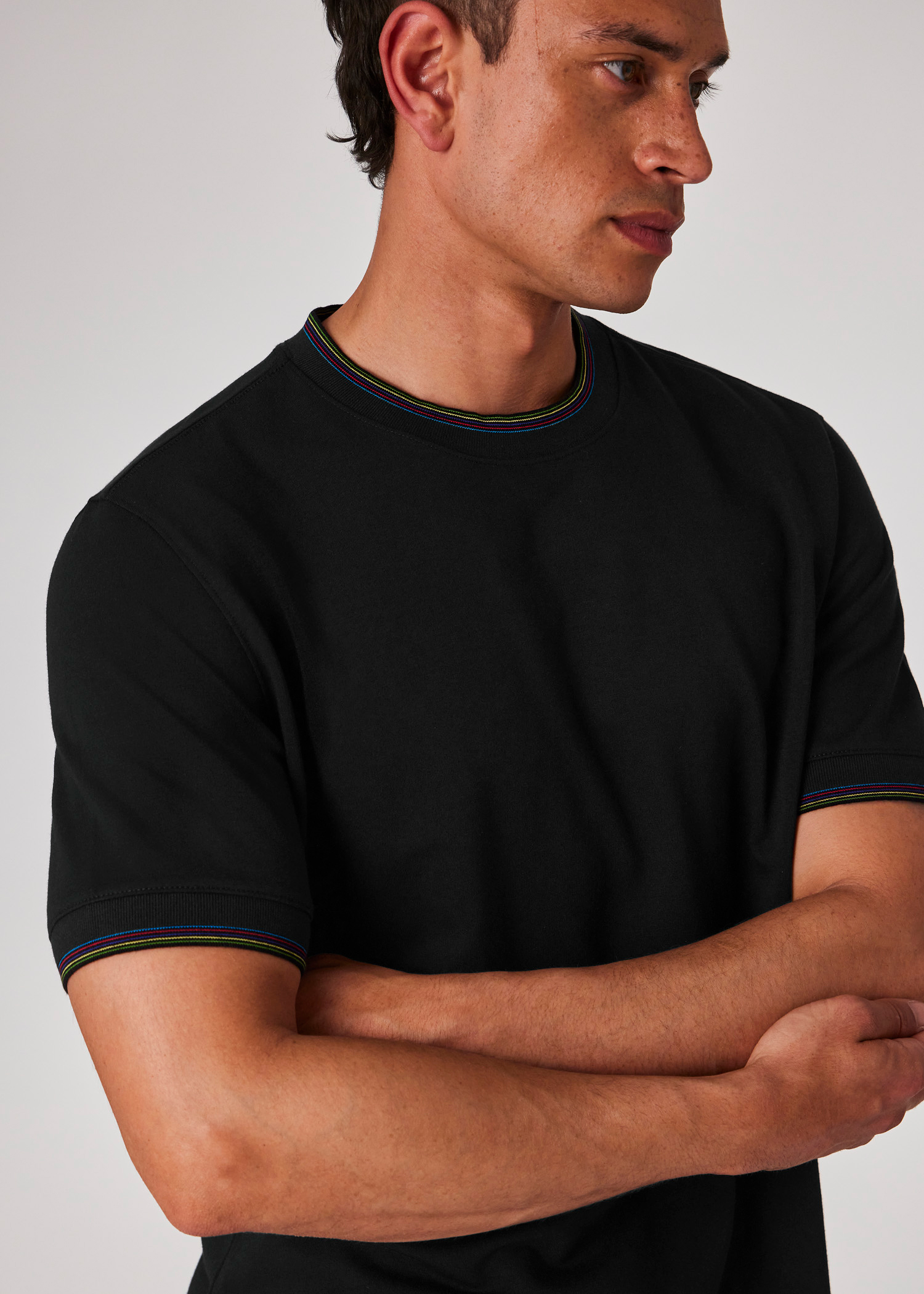 Black Cotton-Blend 'Broad Stripe Zebra' T-Shirt