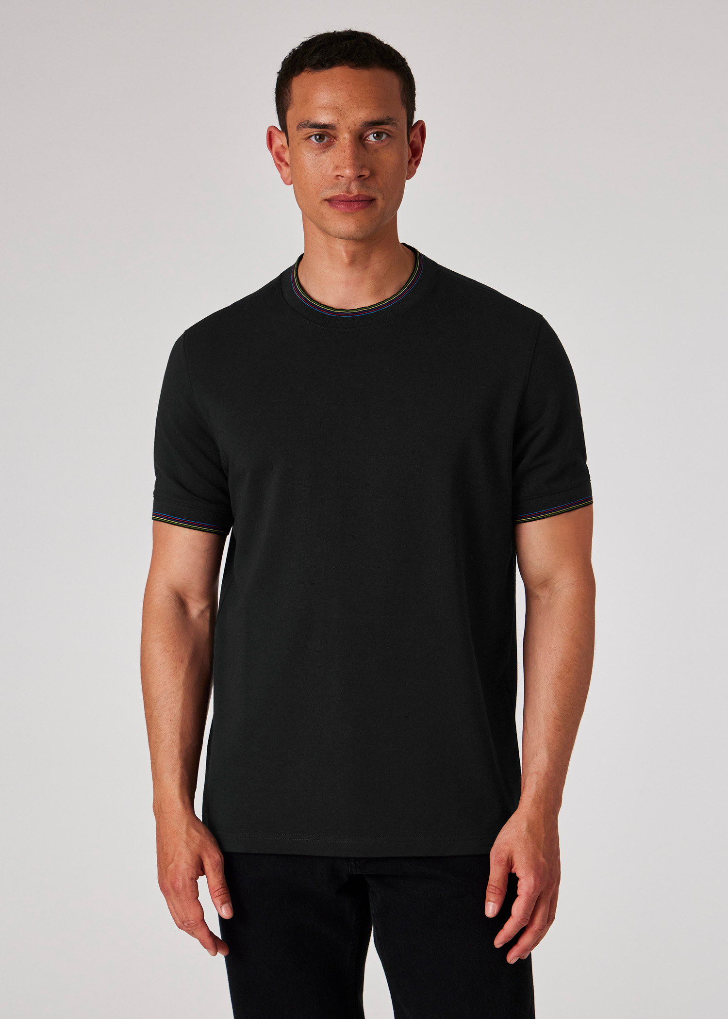 Black Cotton-Blend 'Broad Stripe Zebra' T-Shirt