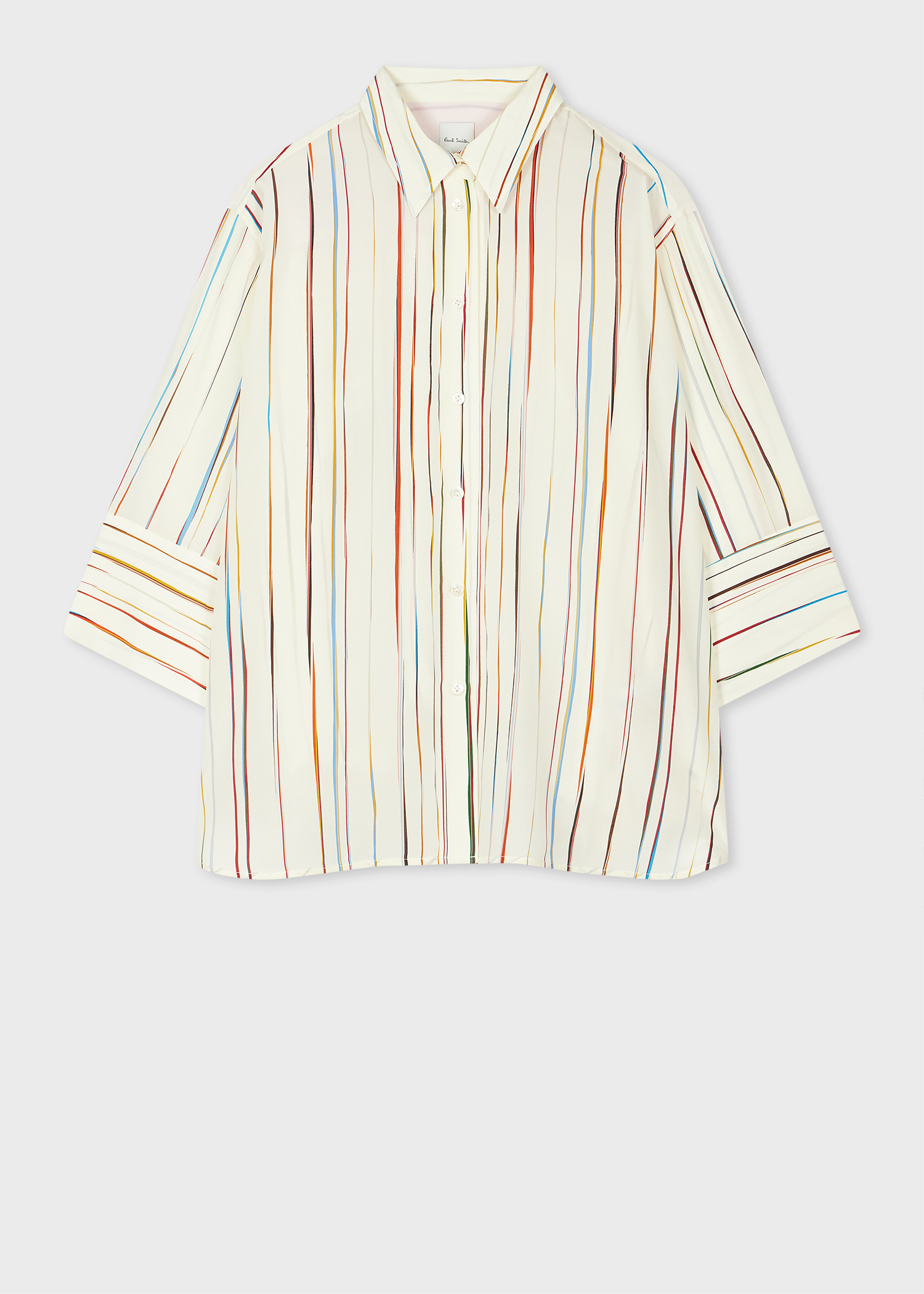 Women's Cream 'Signature Stripe' Pinstripe Silk Shirt