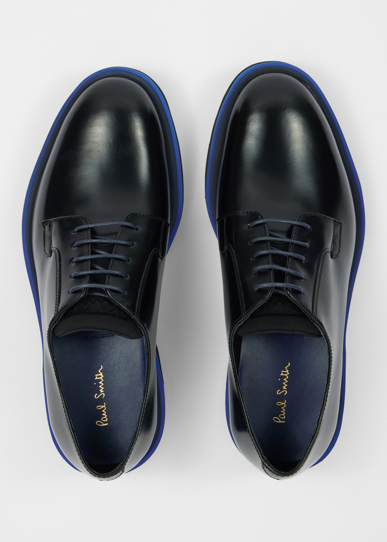 Mac Derbies Paul Smith Men's Black High-Shine Leather 'Ras' Derby